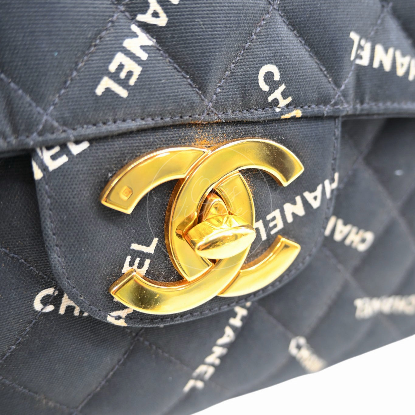 Chanel 1995 Vintage Maxi 34 Classic Flap Canvas GHW Black Series 3