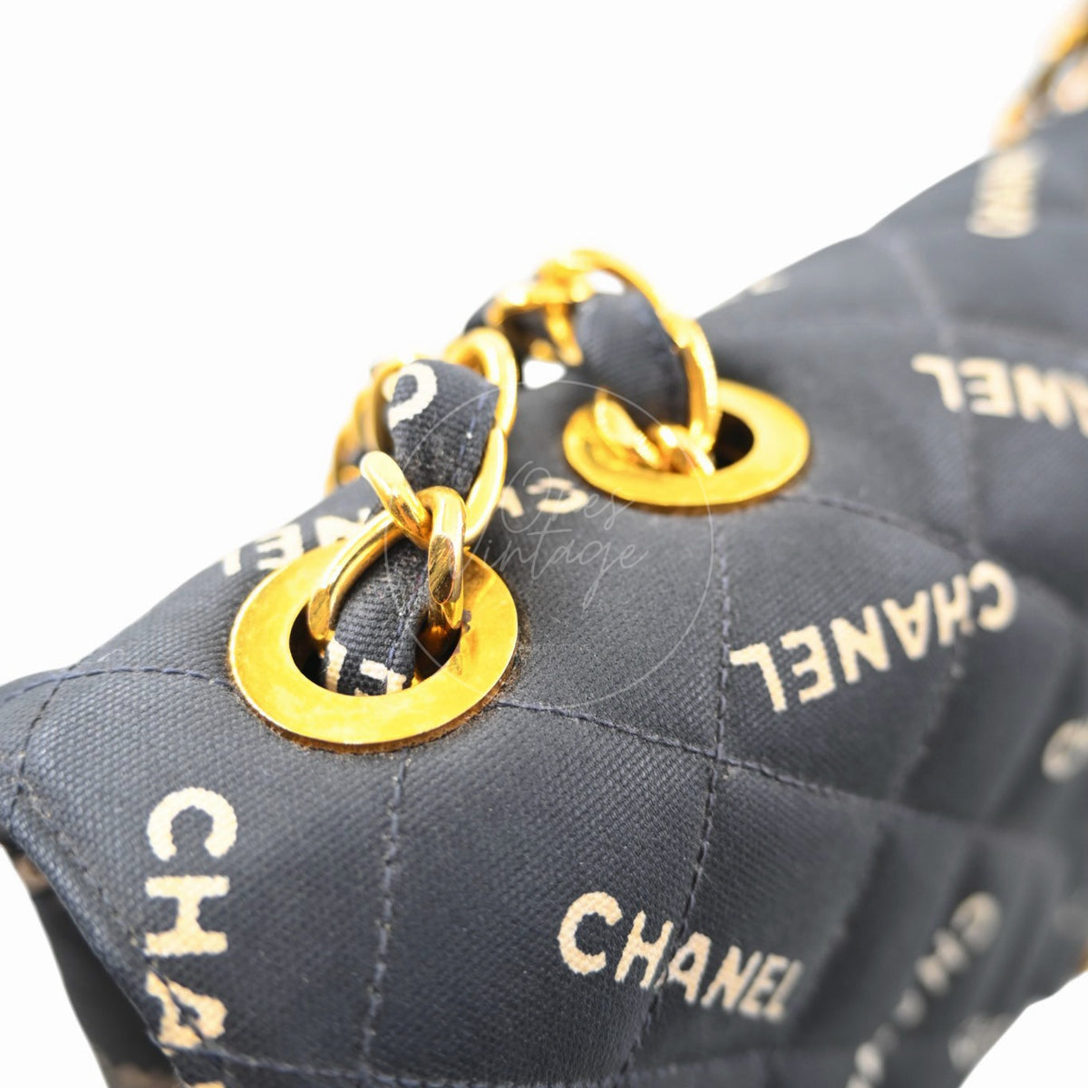 Chanel 1995 Vintage Maxi 34 Classic Flap Canvas GHW Black Series 3