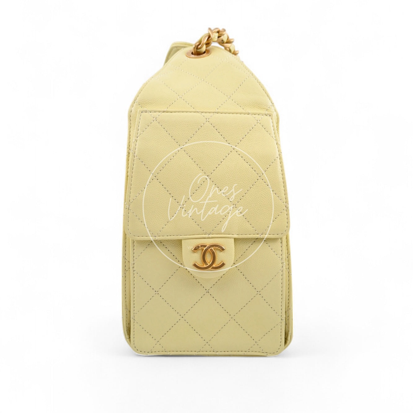 [Unused] Chanel 25 Small Yellow Caviar Handbag