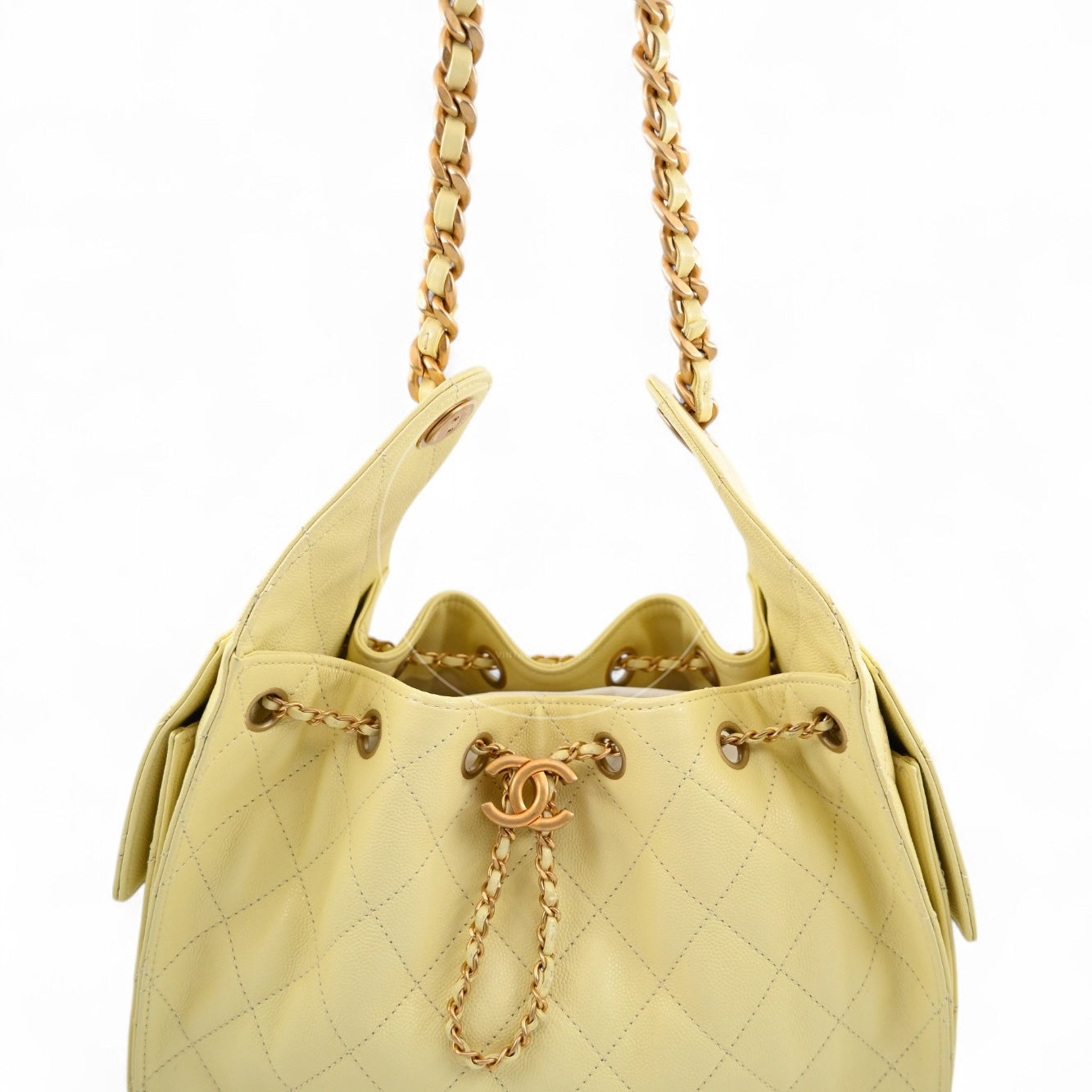 [Unused] Chanel 25 Small Yellow Caviar Handbag