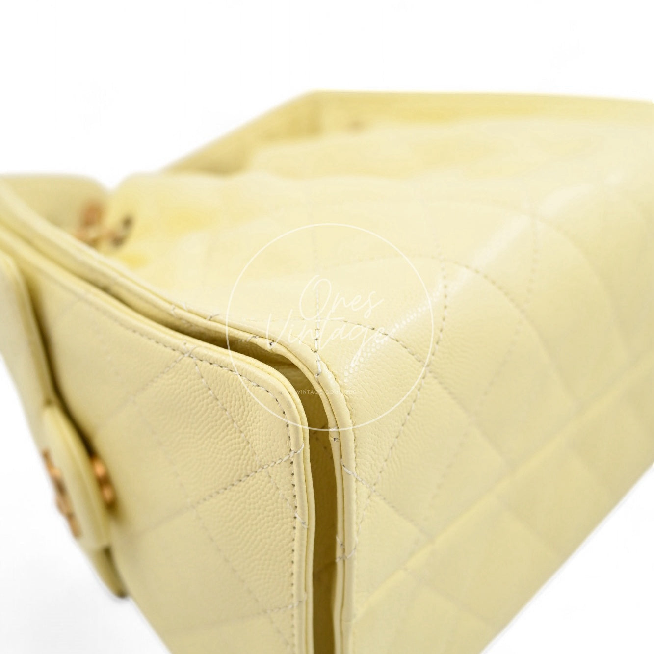 [Unused] Chanel 25 Small Yellow Caviar Handbag
