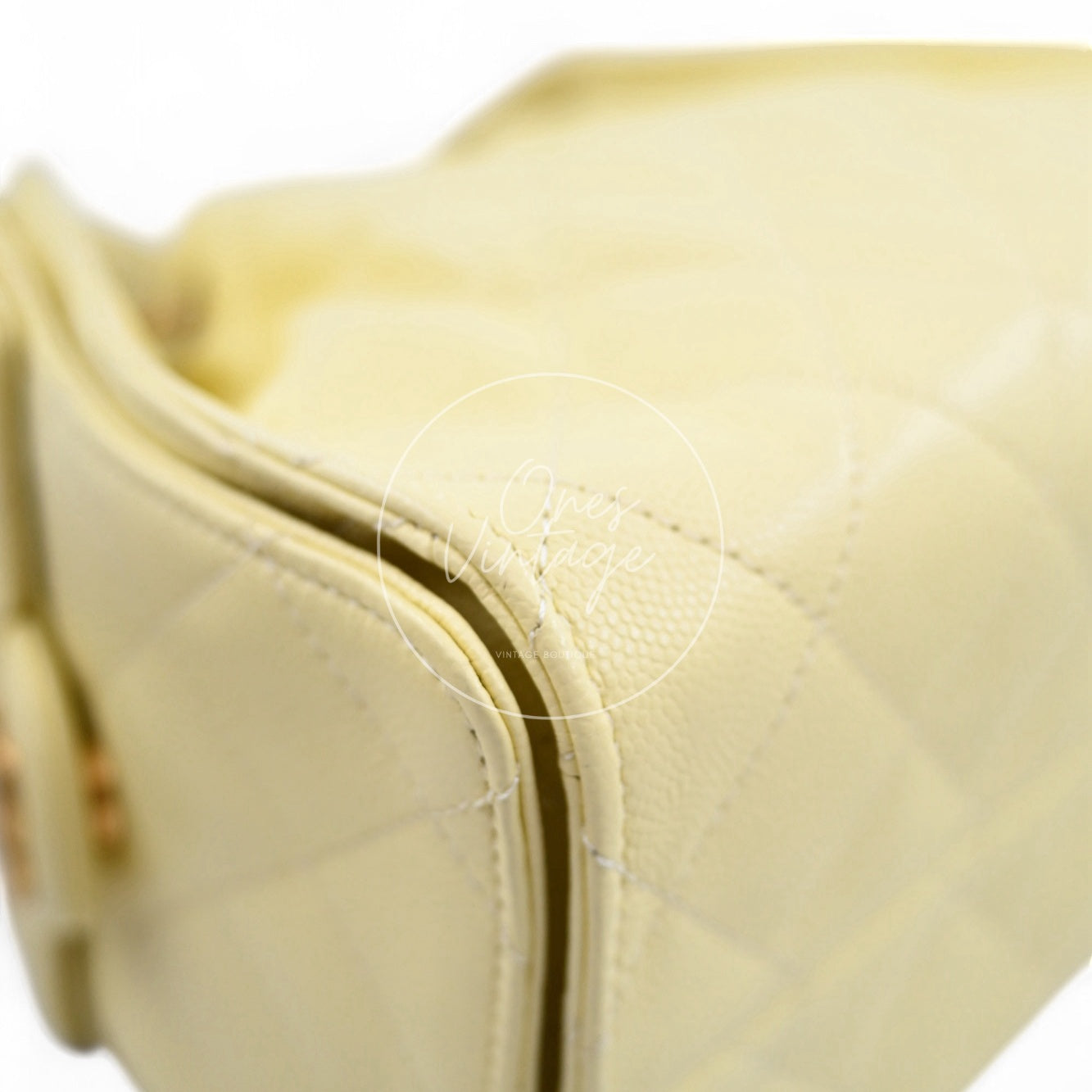 [Unused] Chanel 25 Small Yellow Caviar Handbag