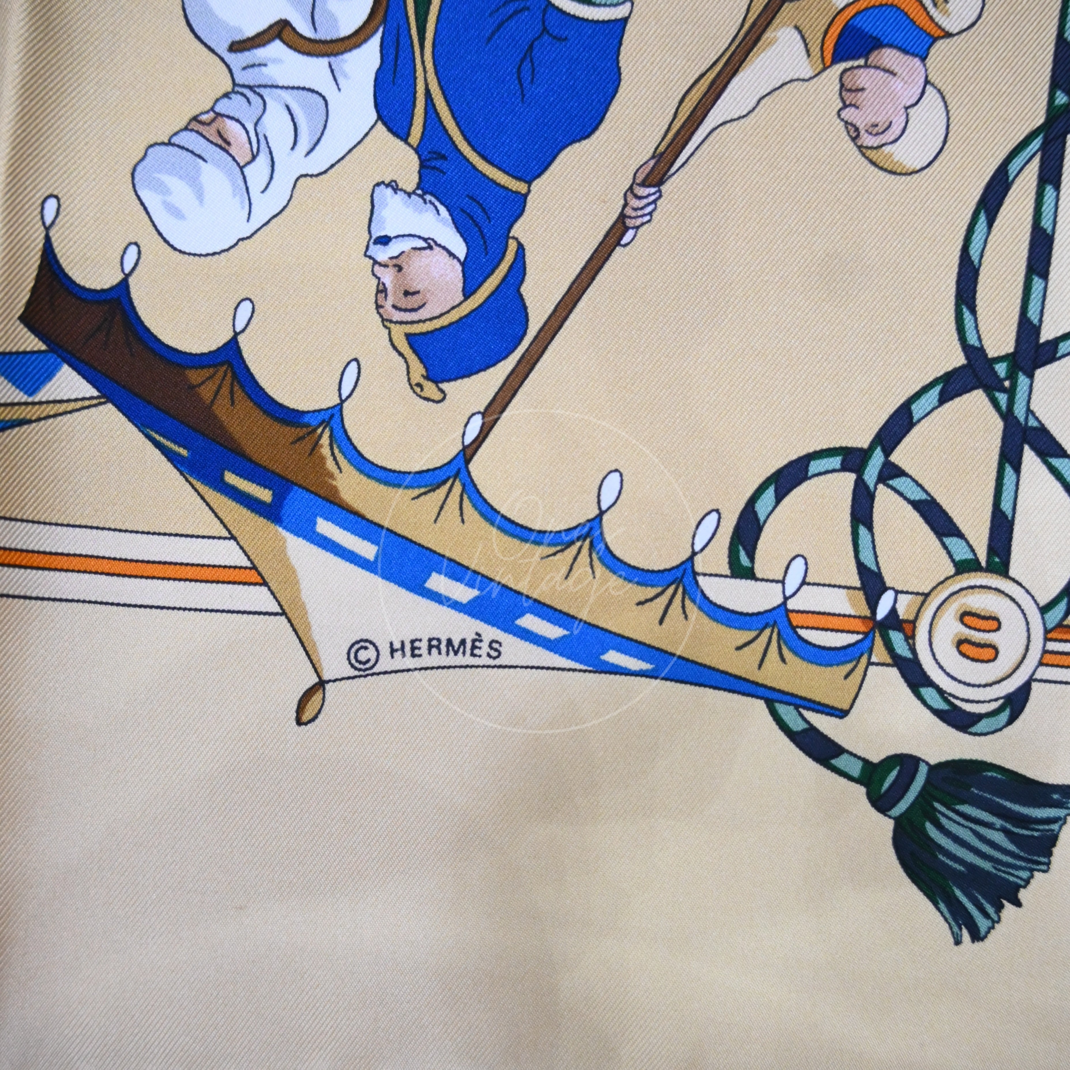 [Pre-owned] Hermes Beige &amp; Multicolor Silk Scarf
