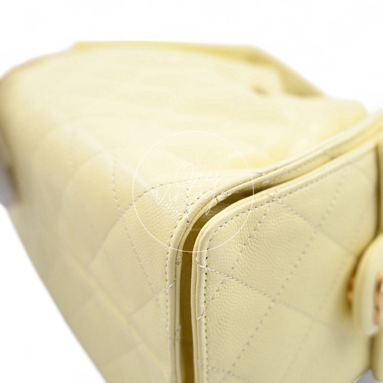 [Unused] Chanel 25 Small Yellow Caviar Handbag