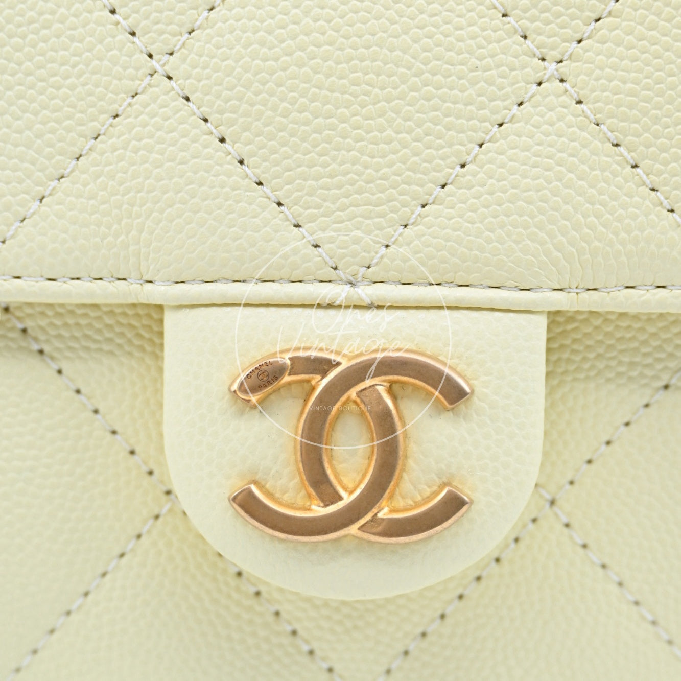 [Unused] Chanel 25 Small Yellow Caviar Handbag