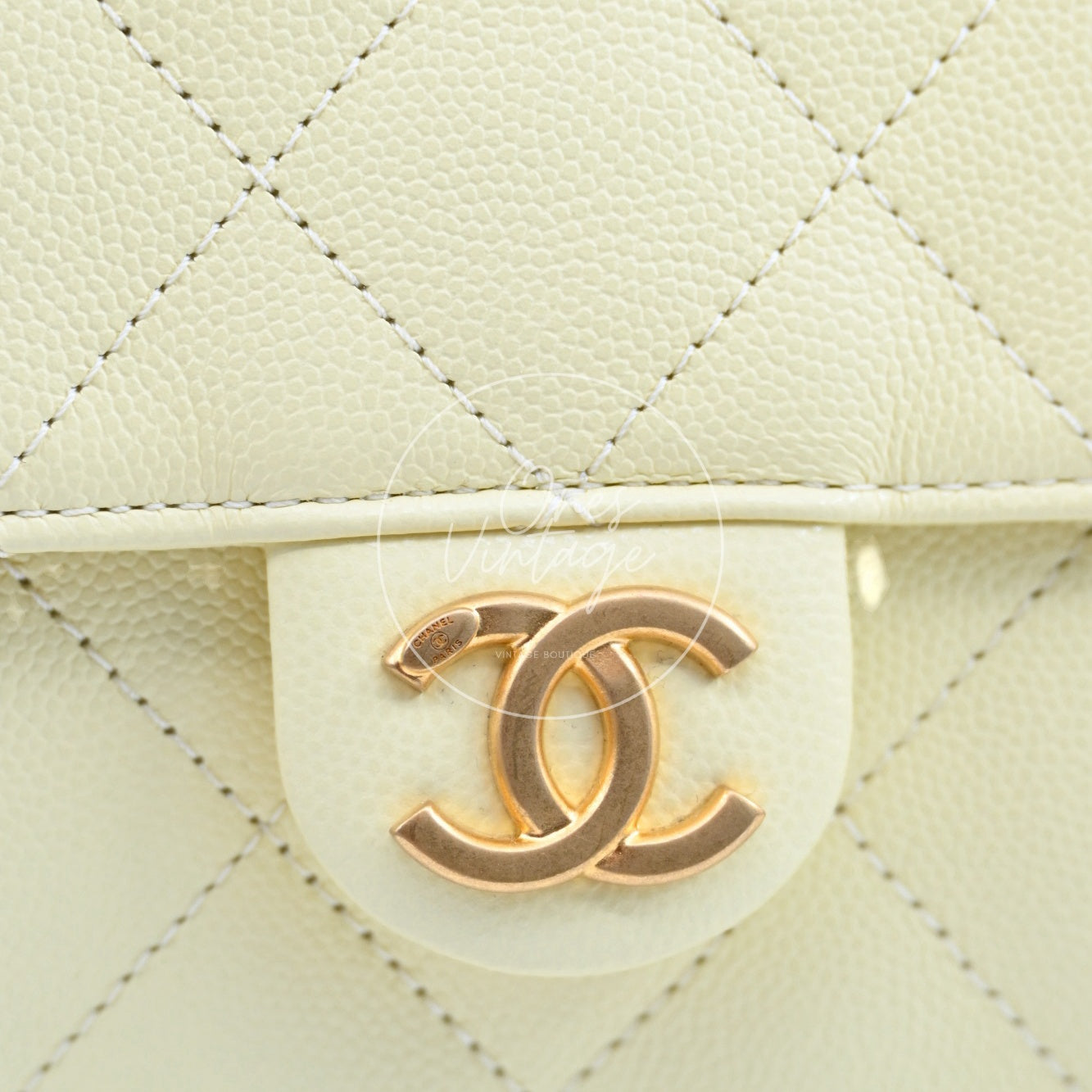 [Unused] Chanel 25 Small Yellow Caviar Handbag