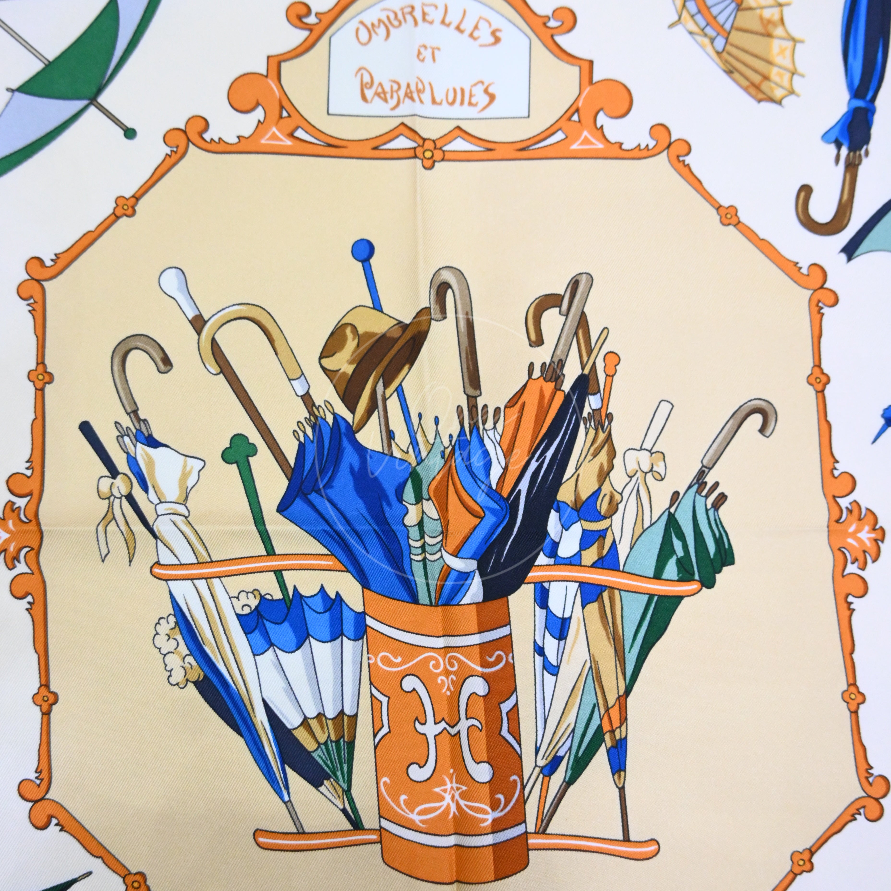 [Pre-owned] Hermes Beige &amp; Multicolor Silk Scarf