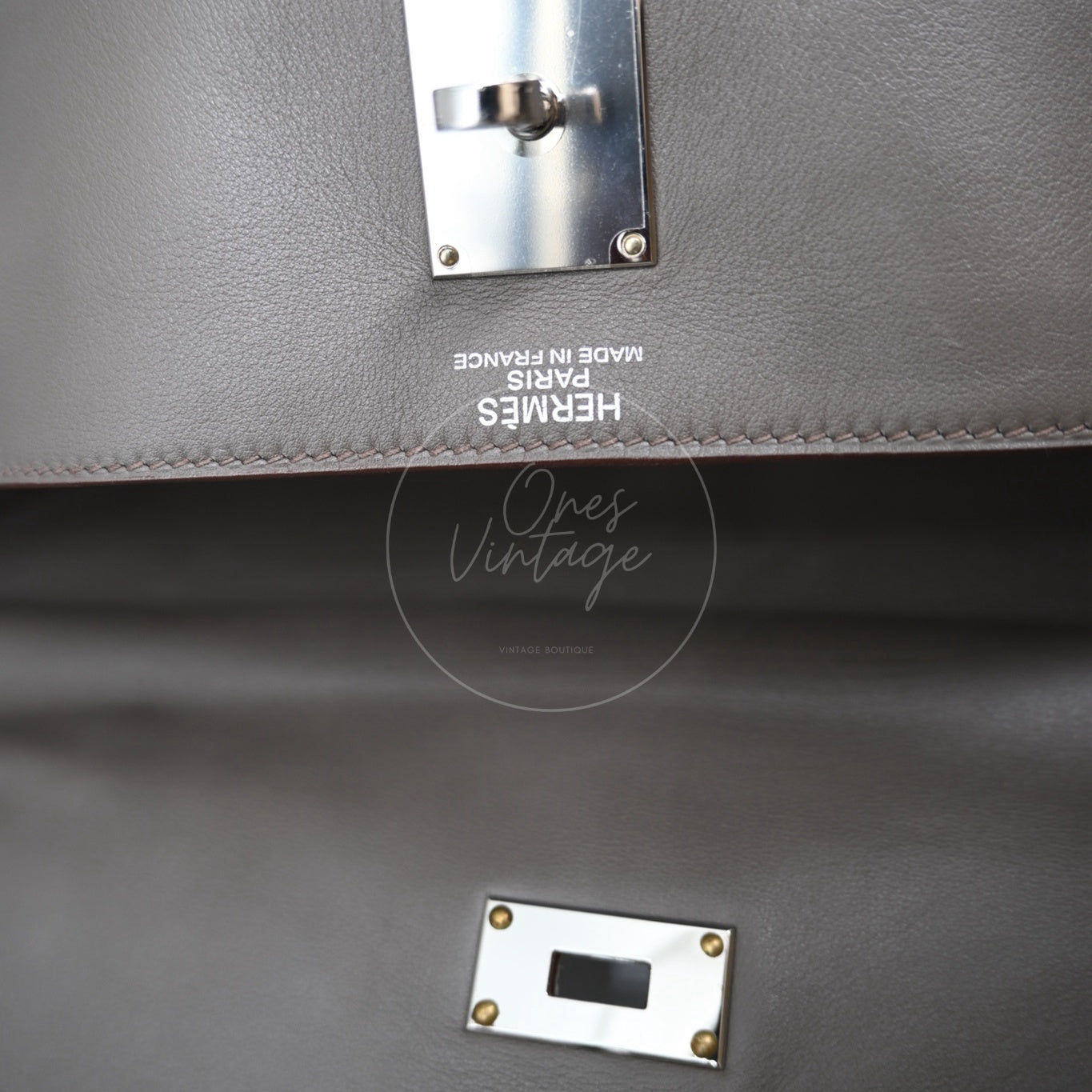 [Pre-owned] Hermes Kelly 50 Relax Etain Veau Sikkim Handbag