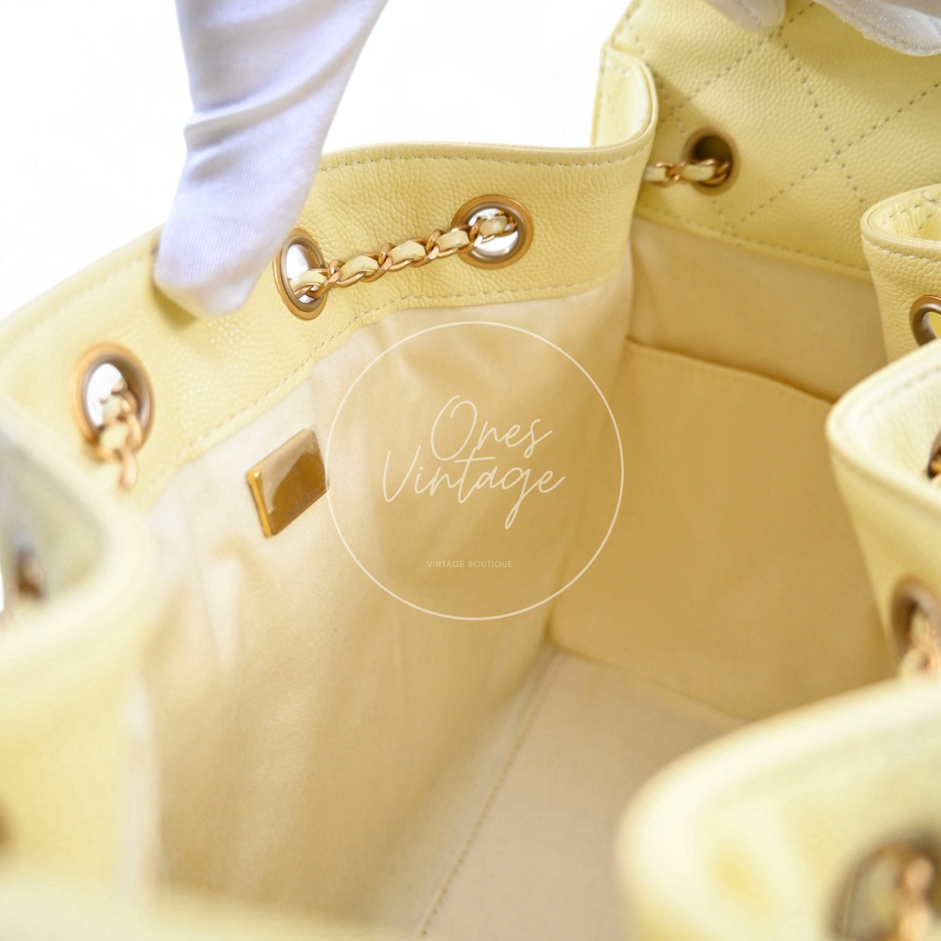 [Unused] Chanel 25 Small Yellow Caviar Handbag