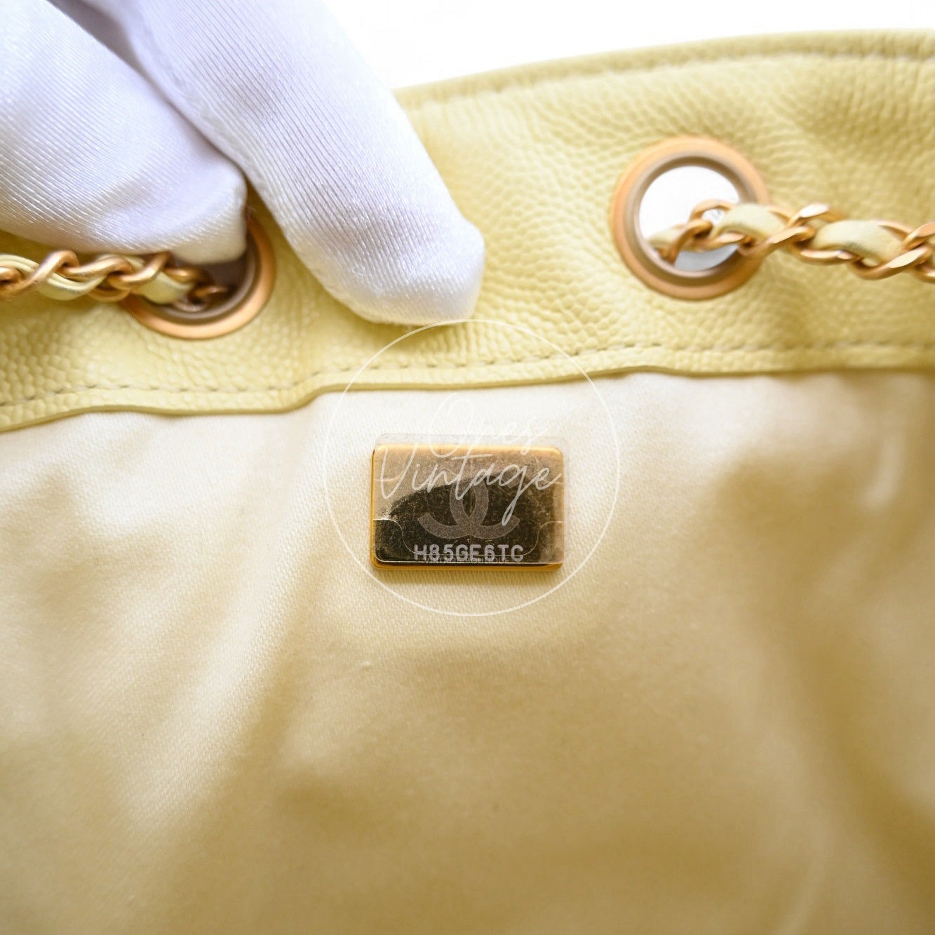 [Unused] Chanel 25 Small Yellow Caviar Handbag