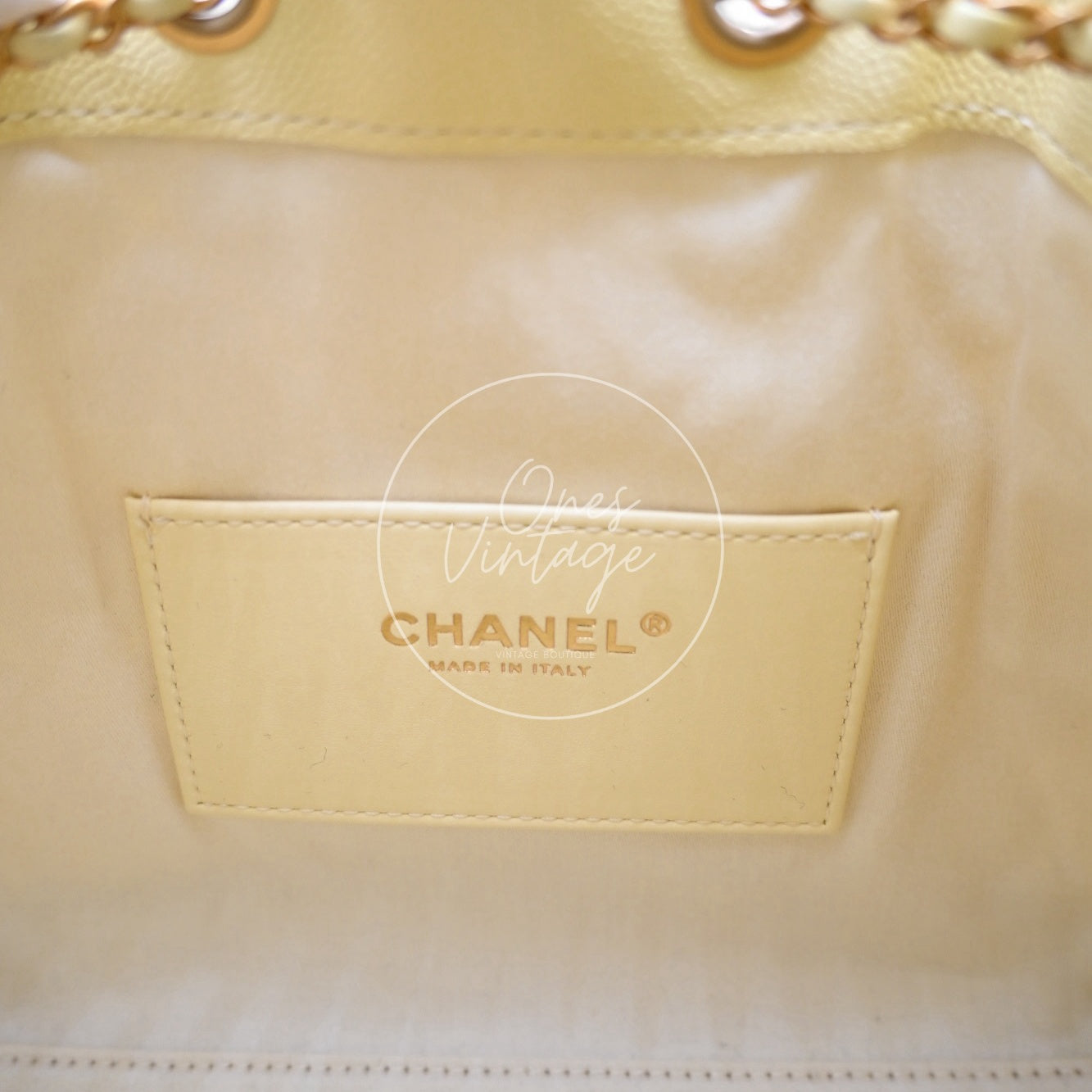 [Unused] Chanel 25 Small Yellow Caviar Handbag