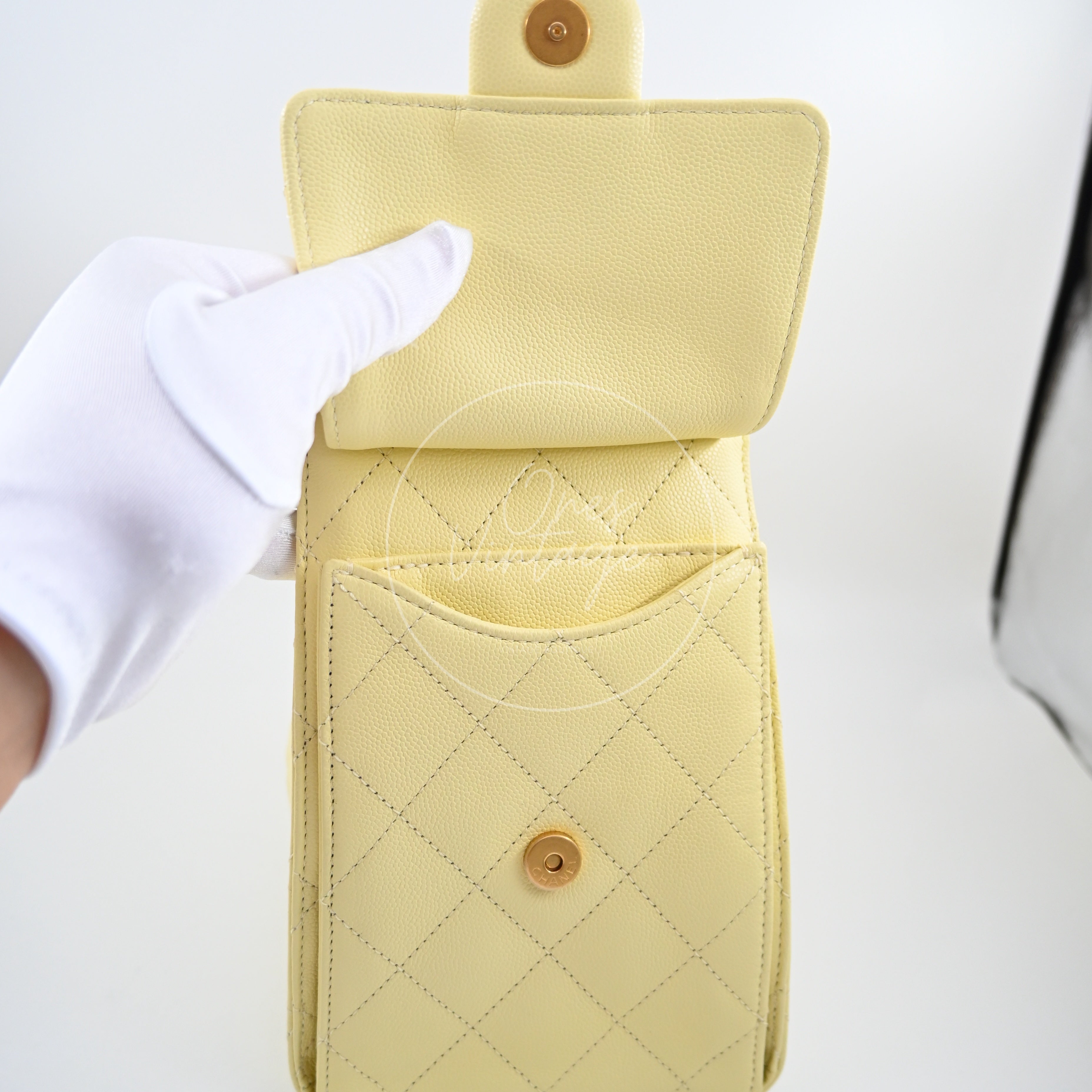 [Unused] Chanel 25 Small Yellow Caviar Handbag