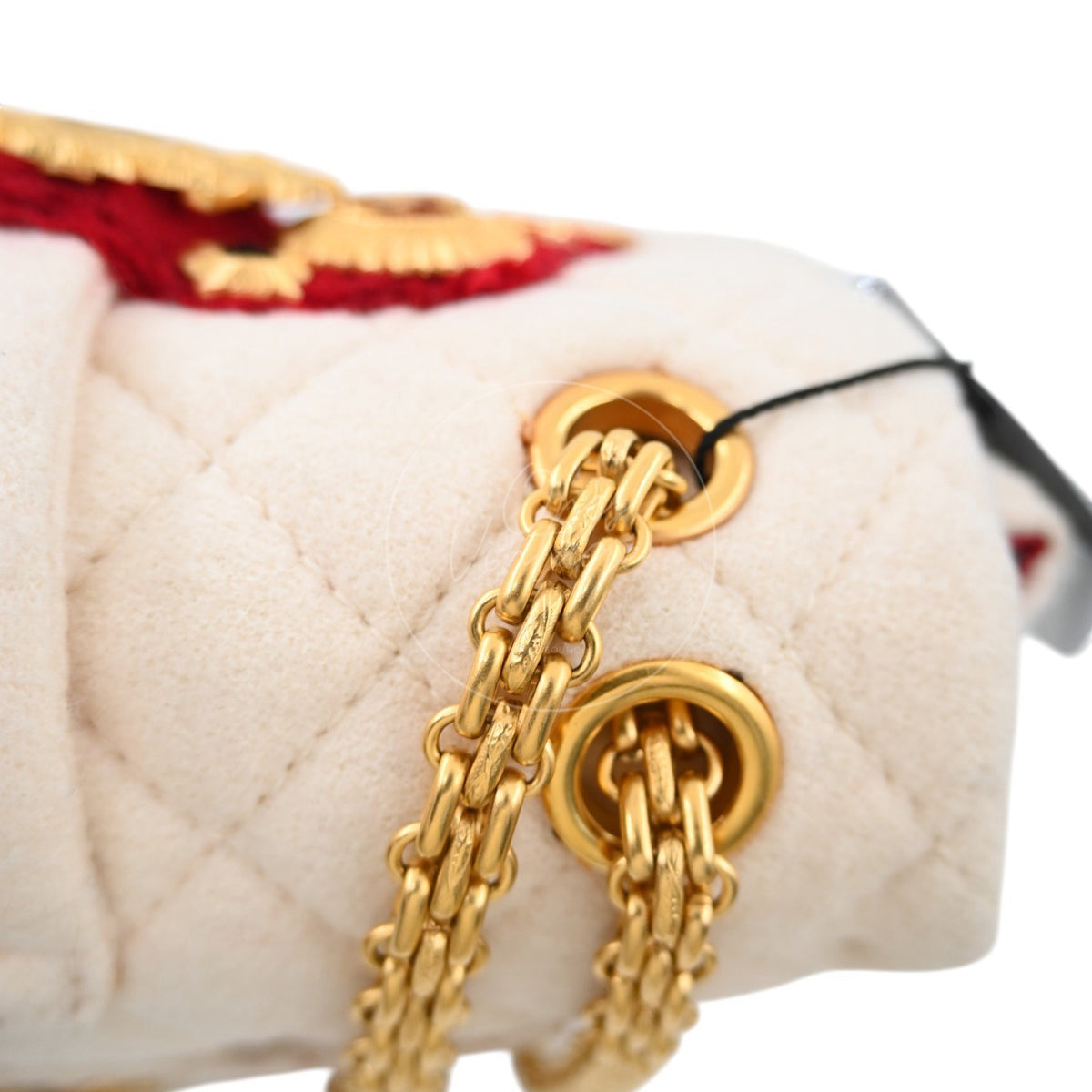 Chanel Paris-Moscou Romanov Reissue Wool 2.55 Flap Bag 2009 Pre-Fall Métiers d'Art in neutral wool fabric with gold-tone hardware, hardware with interwoven chain strap and circular chain attachment rings detail
