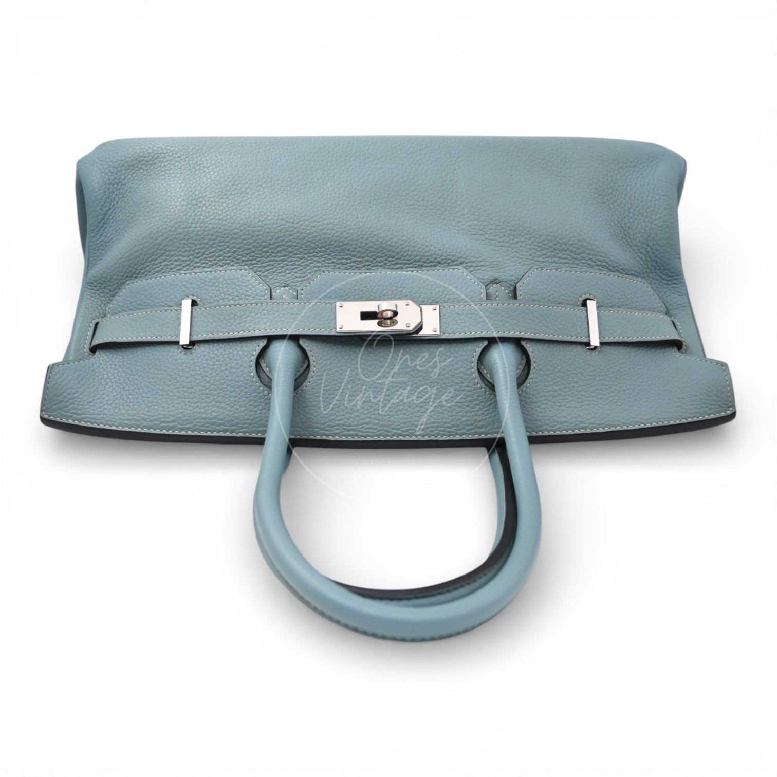 [Pre-owned] Hermes Birkin Shoulder Light Blue Stamp Square M PHW