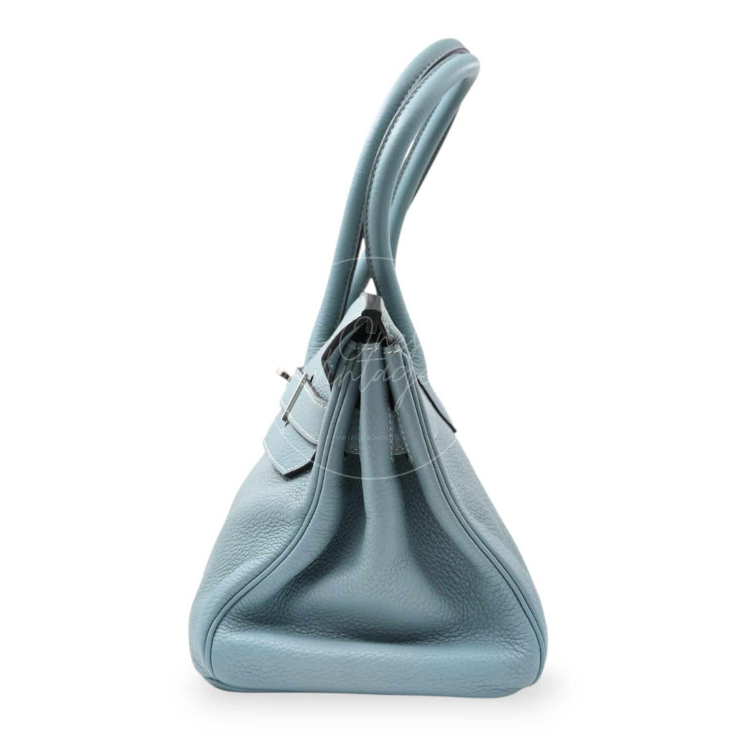 [Pre-owned] Hermes Birkin Shoulder Light Blue Stamp Square M PHW