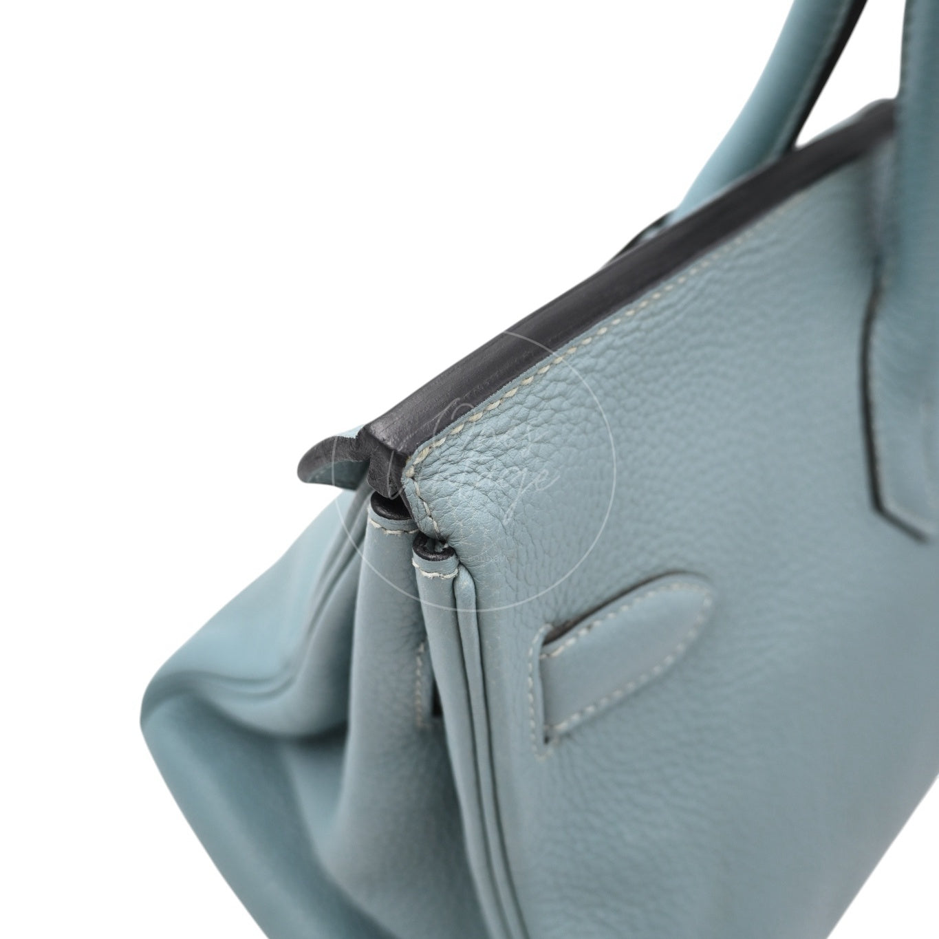 [Pre-owned] Hermes Birkin Shoulder Light Blue Stamp Square M PHW