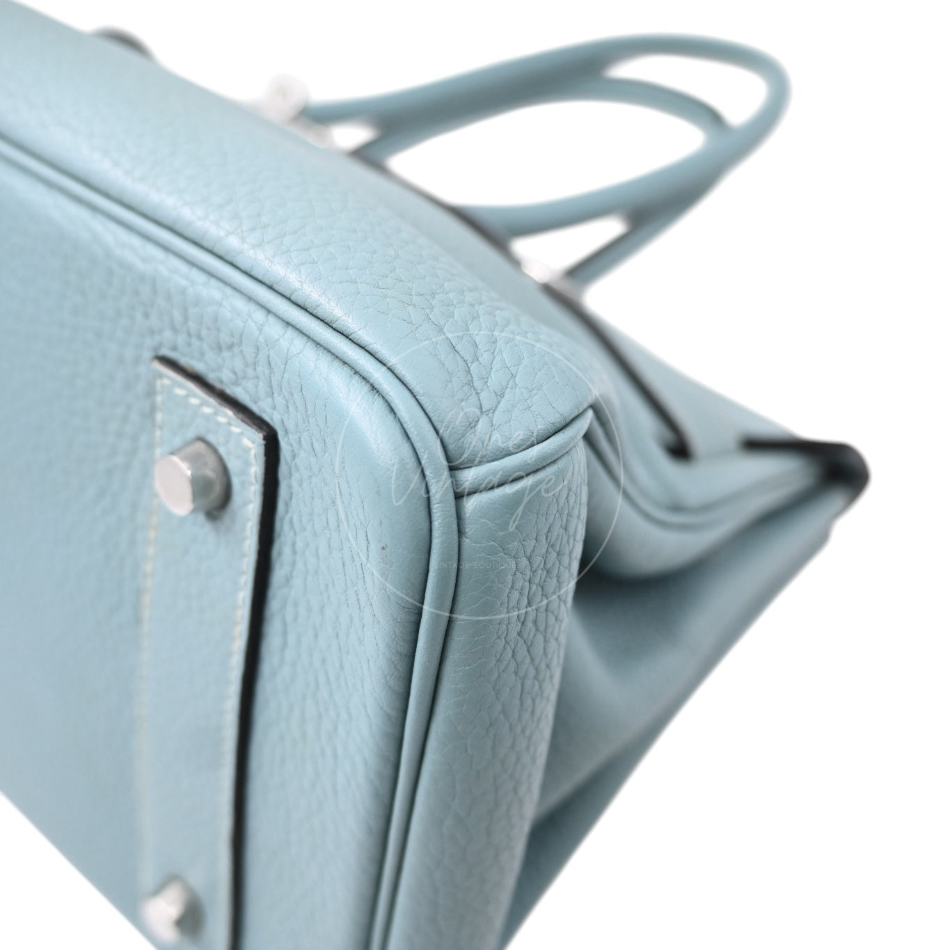 [Pre-owned] Hermes Birkin Shoulder Light Blue Stamp Square M PHW