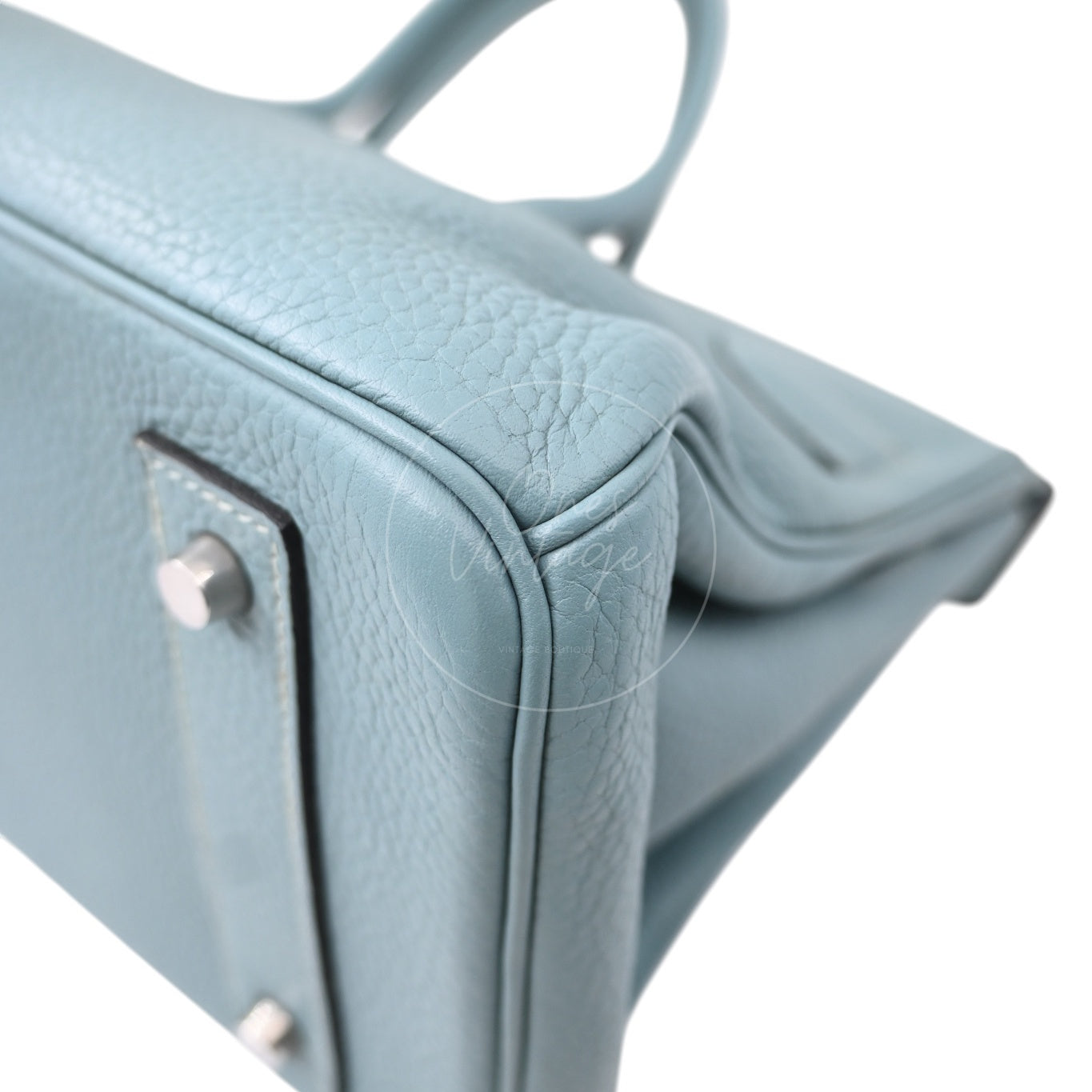 [Pre-owned] Hermes Birkin Shoulder Light Blue Stamp Square M PHW