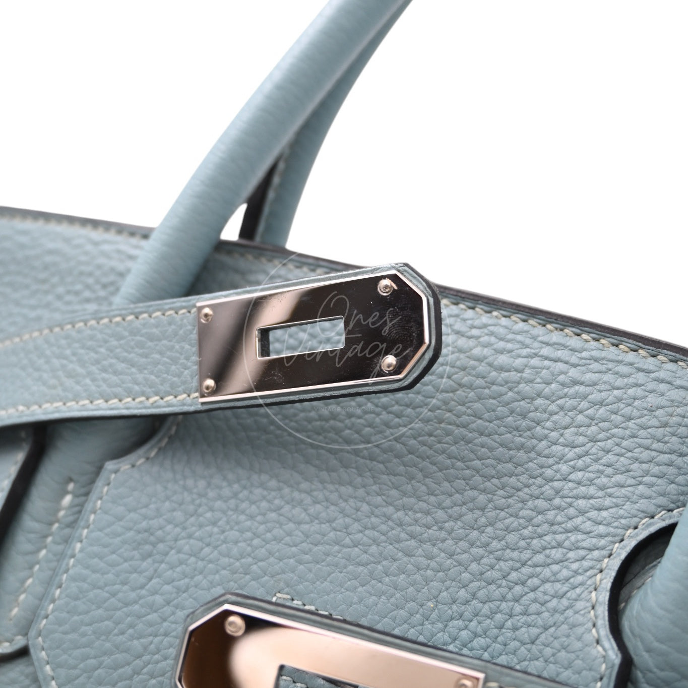 [Pre-owned] Hermes Birkin Shoulder Light Blue Stamp Square M PHW