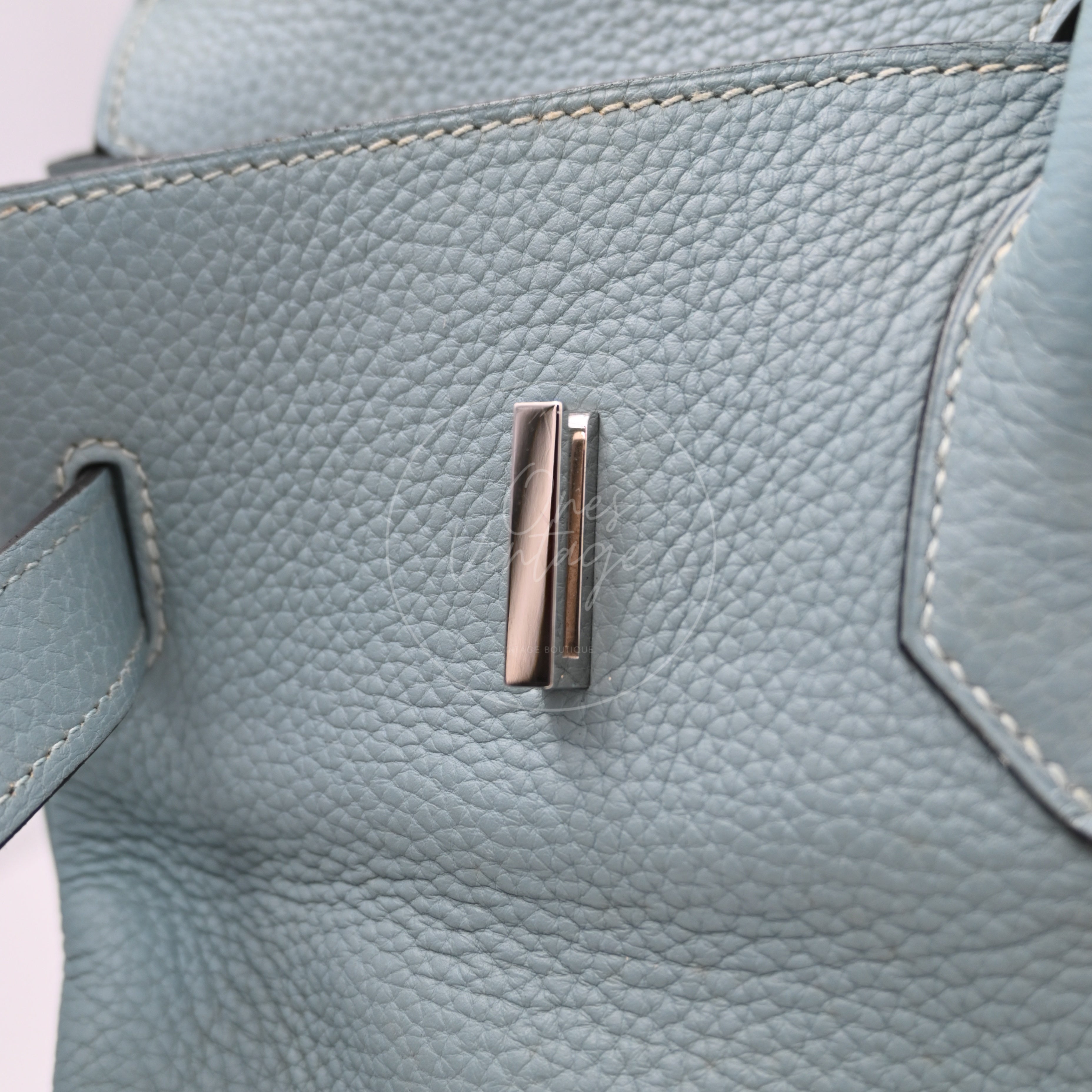 [Pre-owned] Hermes Birkin Shoulder Light Blue Stamp Square M PHW