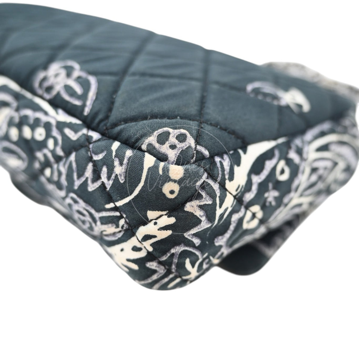 Chanel Small Bandana Single Flap in black quilted cotton, bandana print and corner seam detail