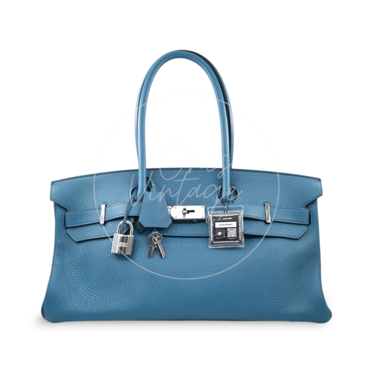 Hermes Birkin Shoulder 42 PHW Blue Square P