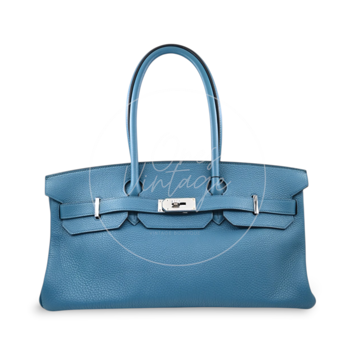 Hermes Birkin Shoulder 42 PHW Blue Square P