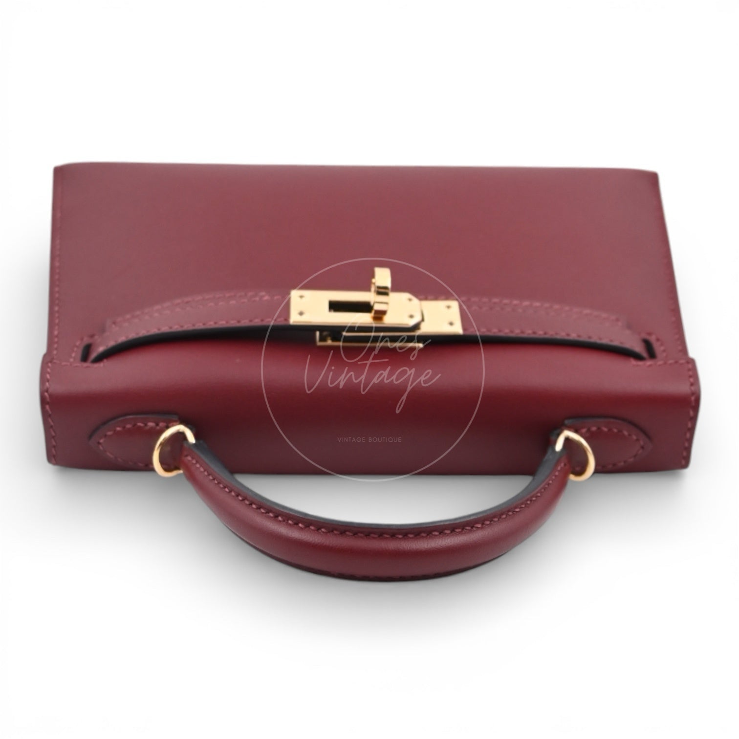 [Pre-owned] Hermes Mini Kelly Burgundy Stamp C GHW