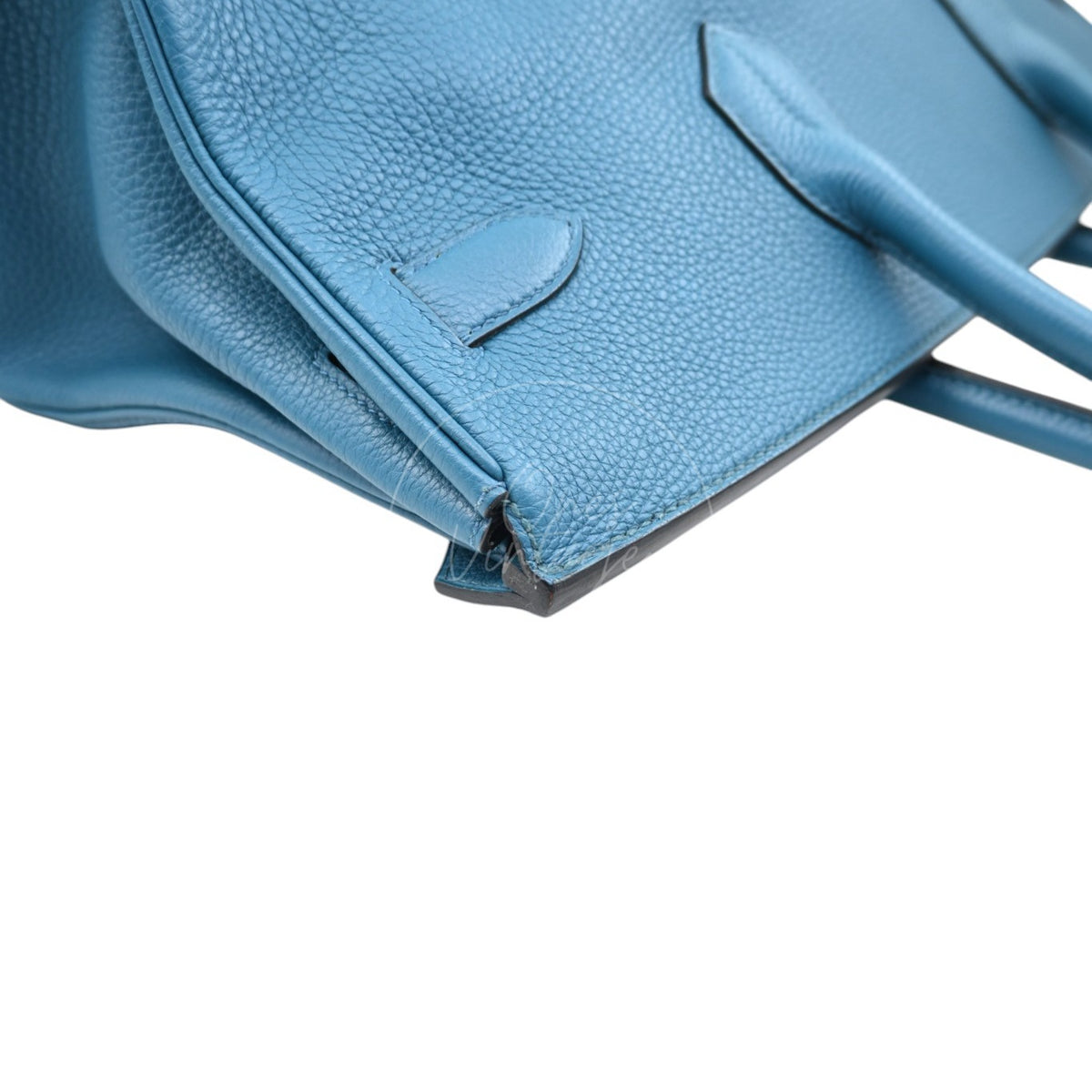 Hermes Birkin Shoulder 42 PHW Blue Square P