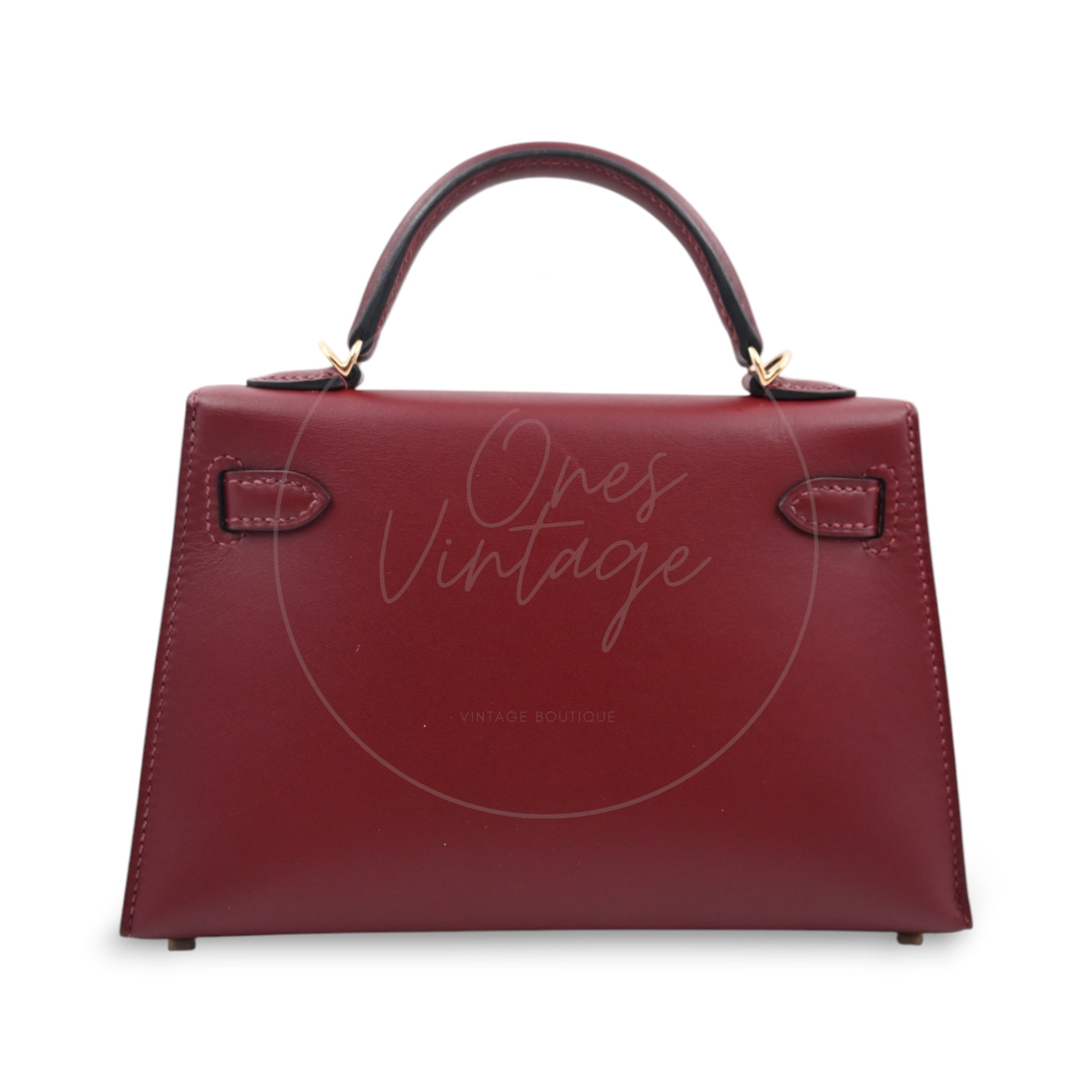 [Pre-owned] Hermes Mini Kelly Burgundy Stamp C GHW