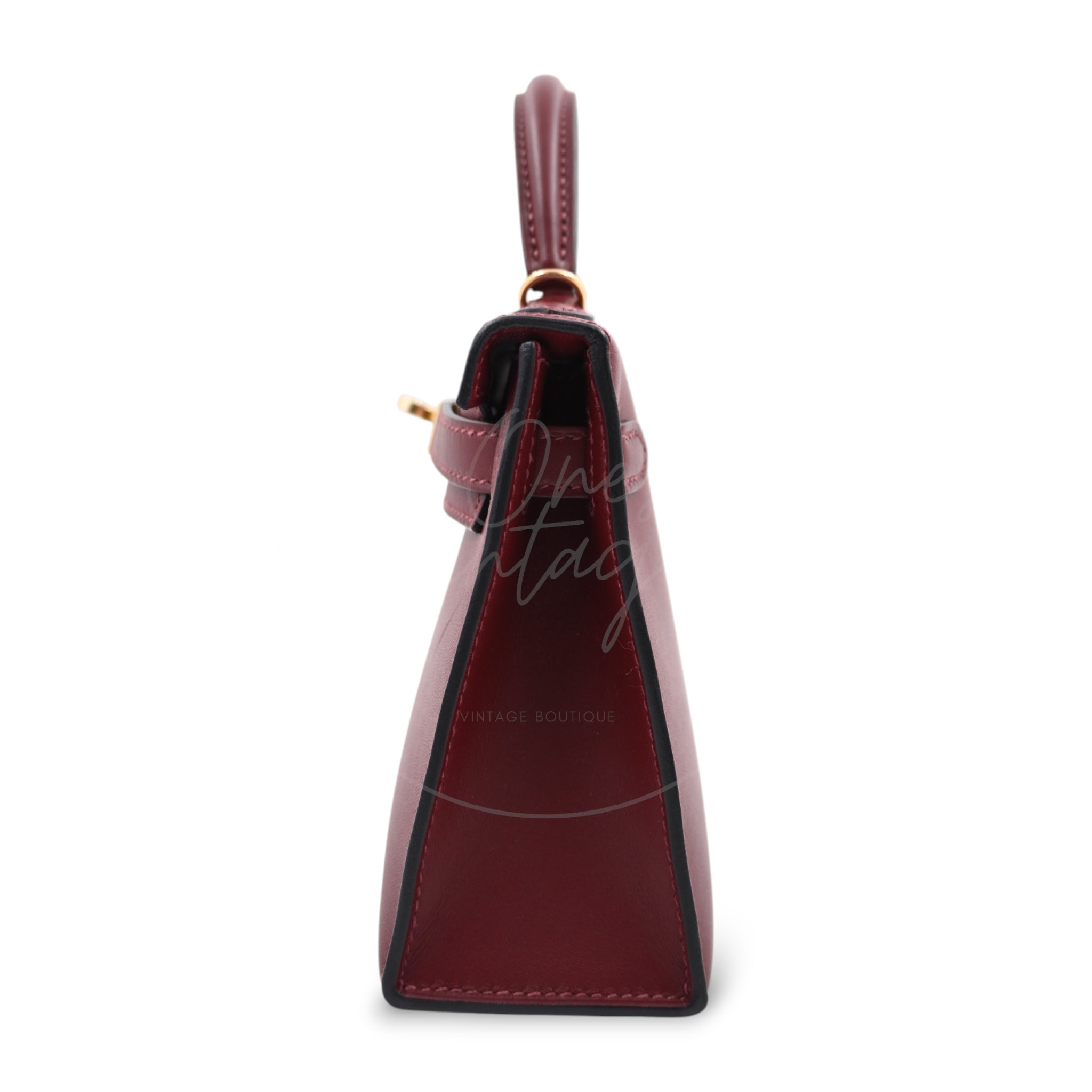 [Pre-owned] Hermes Mini Kelly Burgundy Stamp C GHW