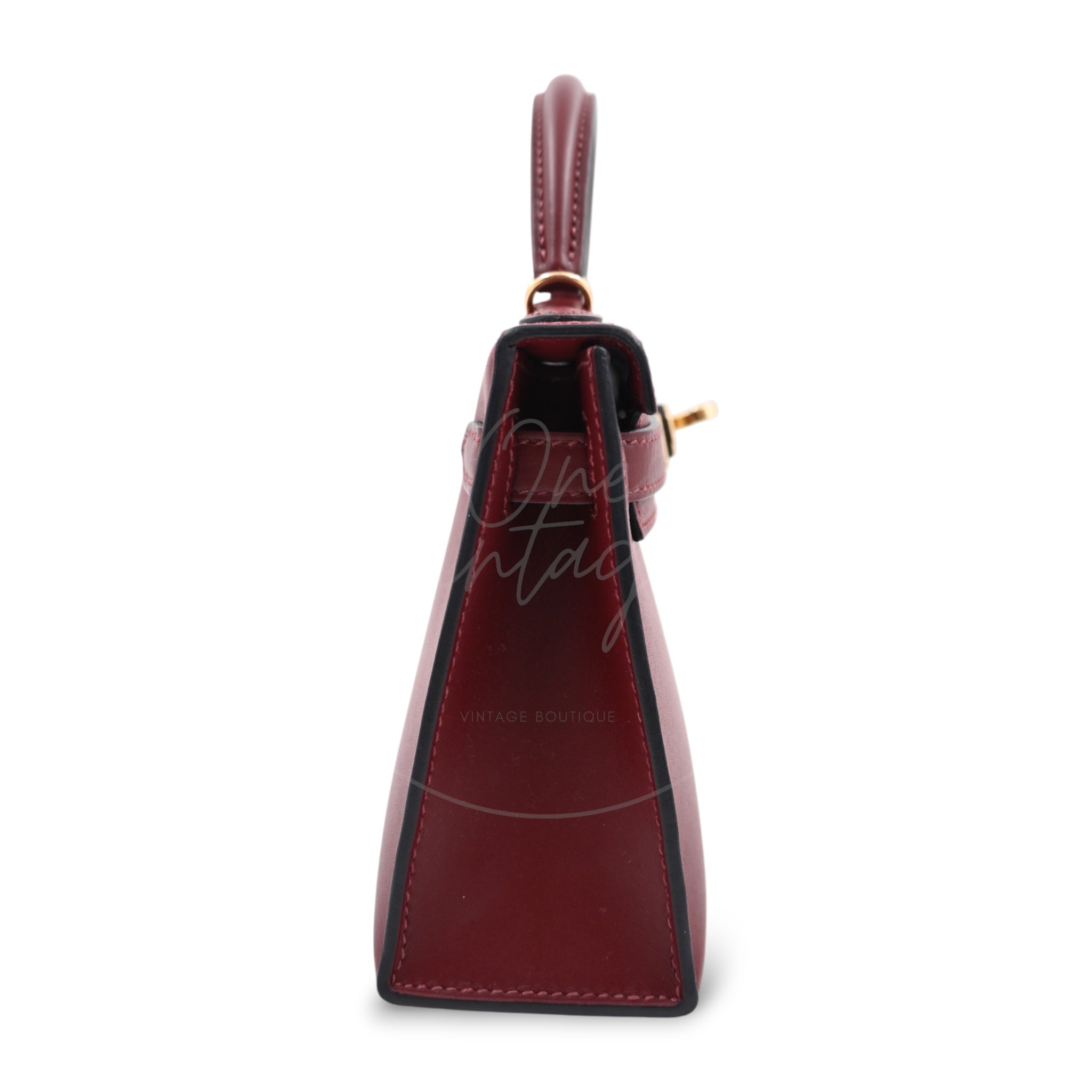 [Pre-owned] Hermes Mini Kelly Burgundy Stamp C GHW