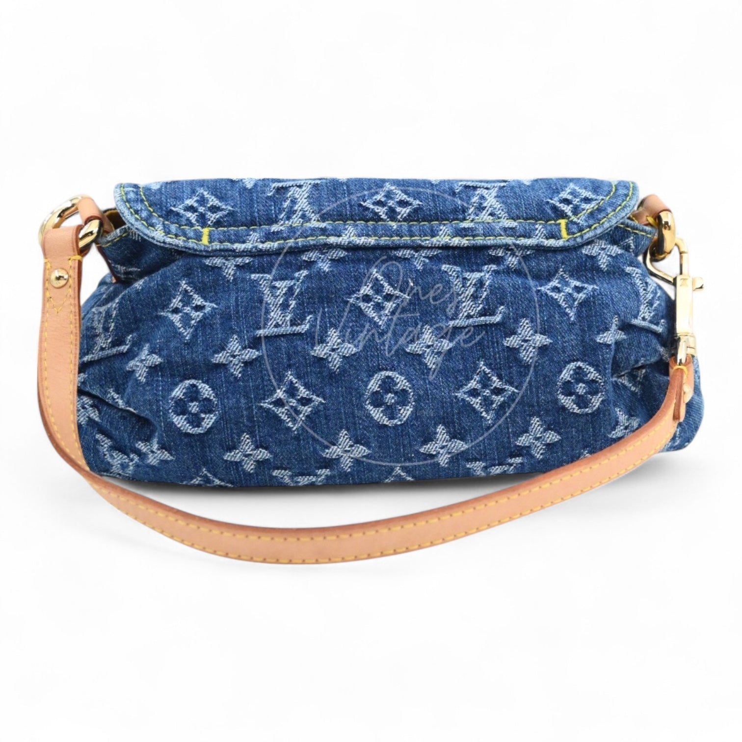 [Pre-owned] Louis Vuitton M95050 Blue Monogram Denim Mini Pleaty Hobo Bag