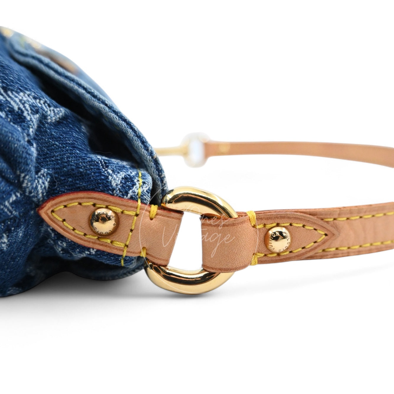 [Pre-owned] Louis Vuitton M95050 Blue Monogram Denim Mini Pleaty Hobo Bag