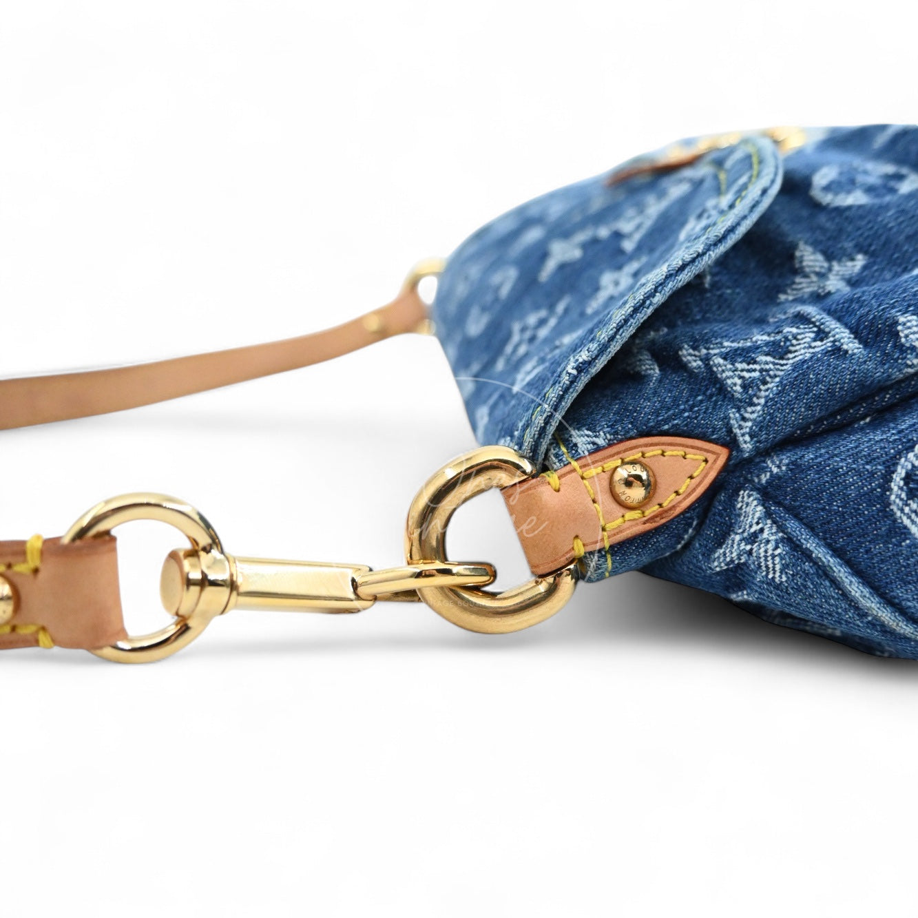 [Pre-owned] Louis Vuitton M95050 Blue Monogram Denim Mini Pleaty Hobo Bag