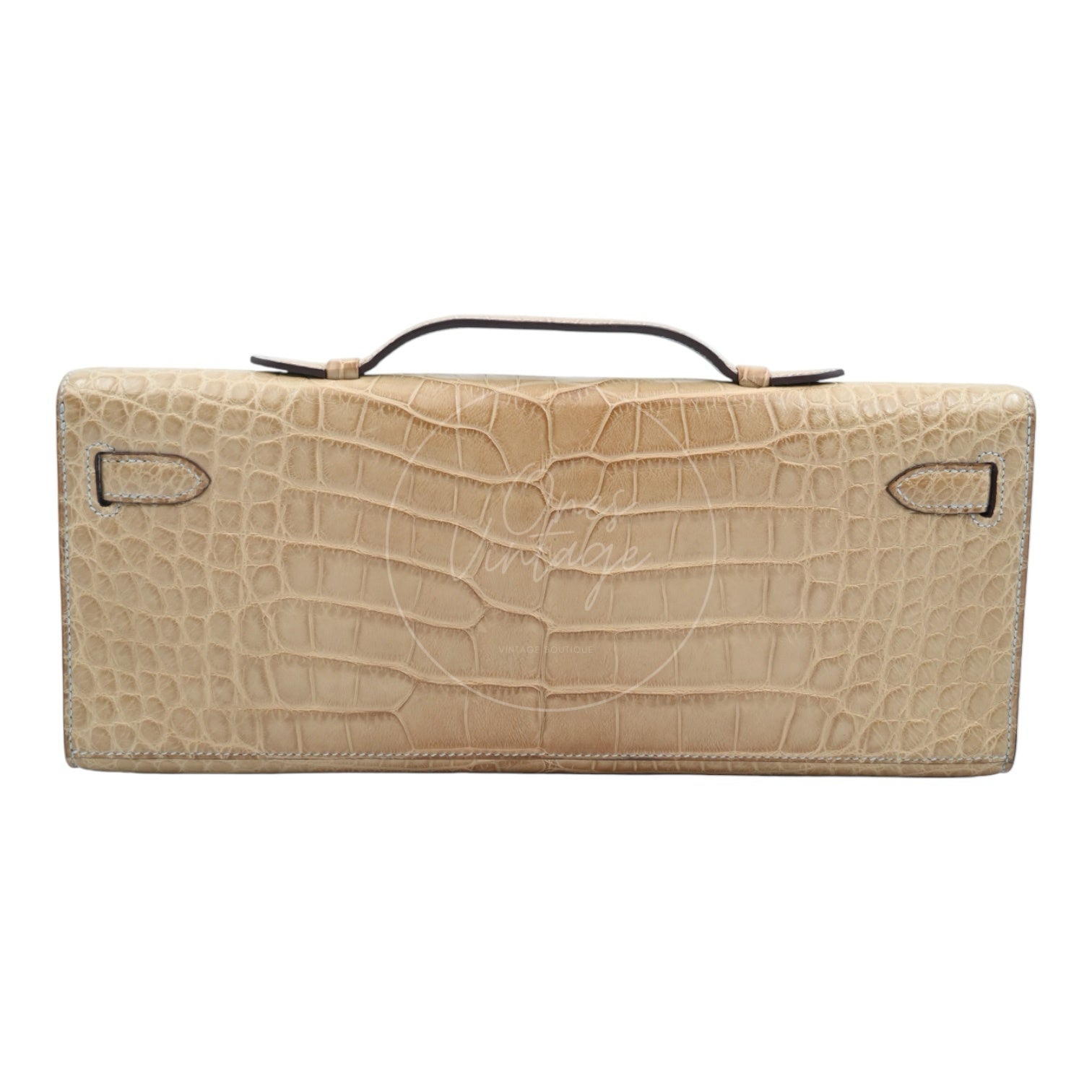 [Pre-owned] Hermes Kelly Cut Matt Croco Milk Tea Handbag