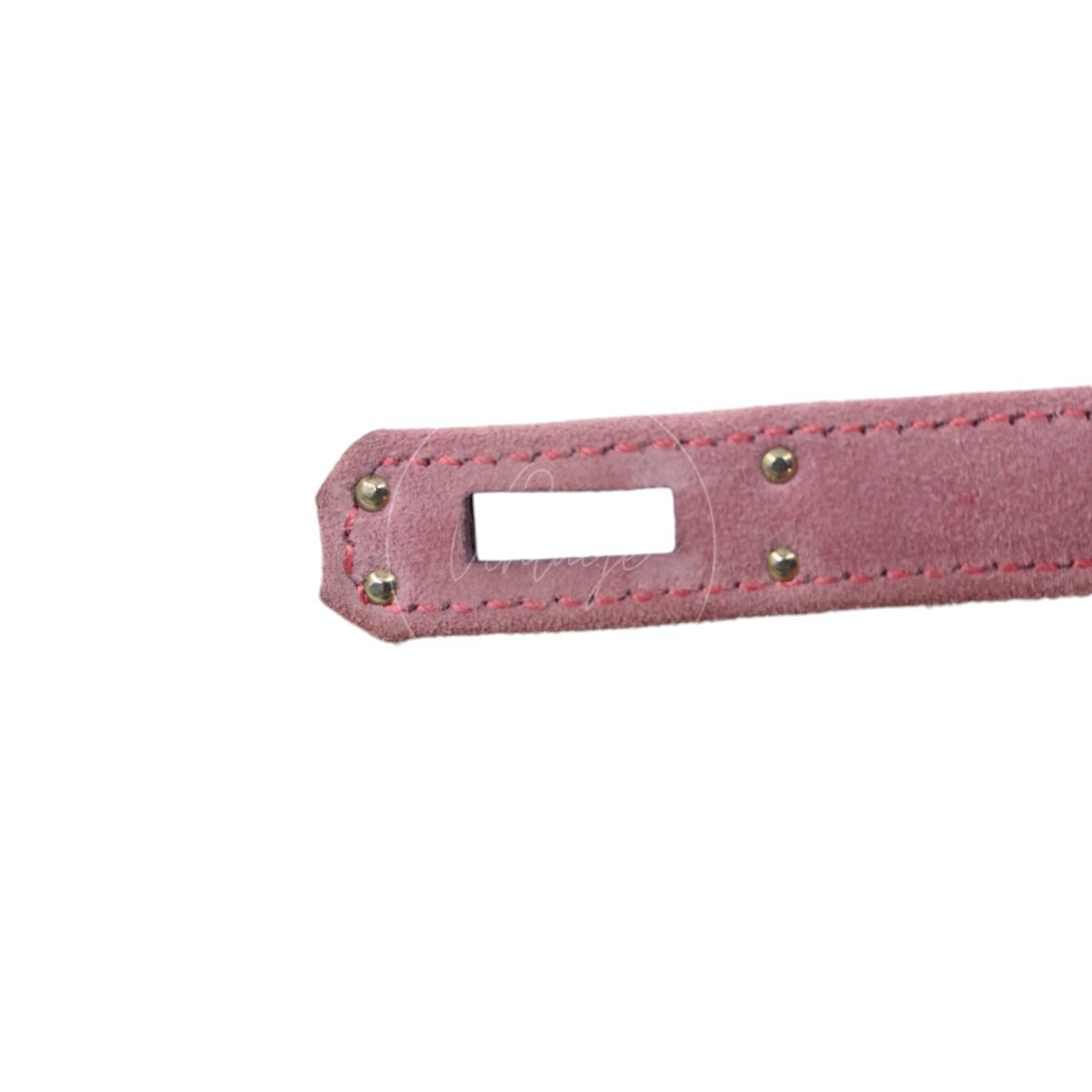 Hermès Kelly Pochette Veau Doblis in pink suede, rectangular slot and four round metal rivets detail