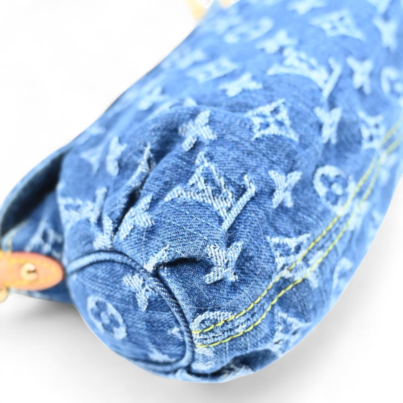 [Pre-owned] Louis Vuitton M95050 Blue Monogram Denim Mini Pleaty Hobo Bag
