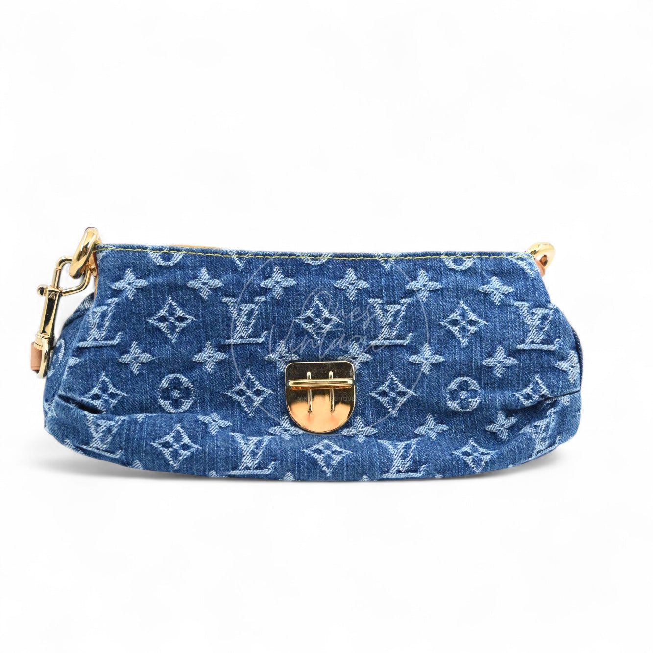 [Pre-owned] Louis Vuitton M95050 Blue Monogram Denim Mini Pleaty Hobo Bag