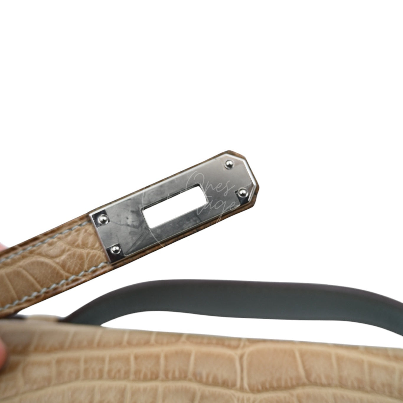 [Pre-owned] Hermes Kelly Cut Matt Croco Milk Tea Handbag