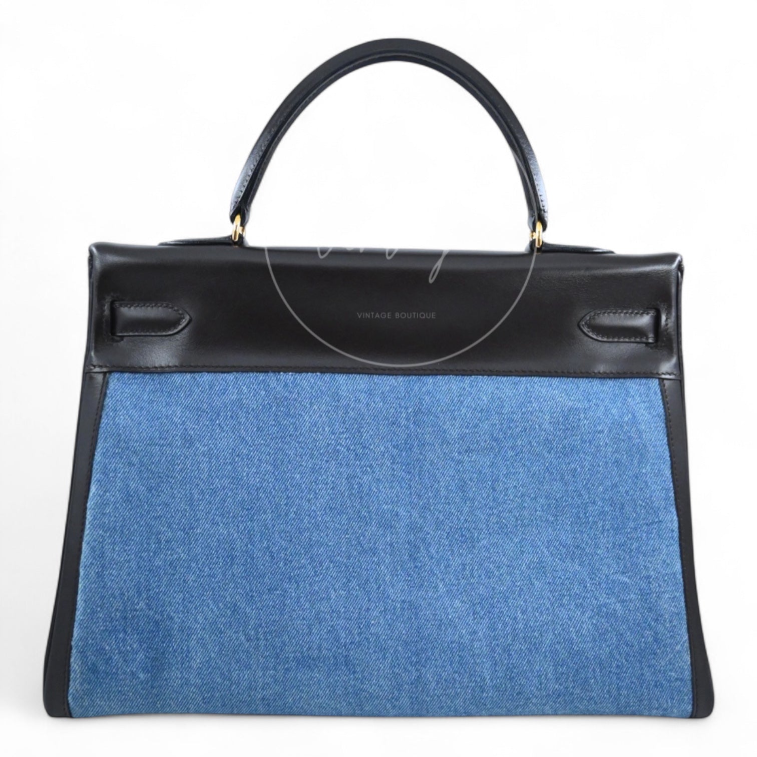 [Pre-owned] Hermes Kelly 35 Denim x Box GHW Stamp Square C