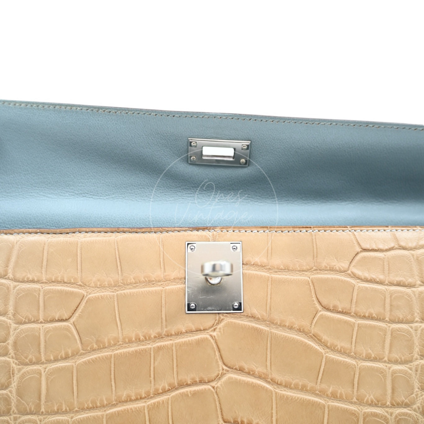 [Pre-owned] Hermes Kelly Cut Matt Croco Milk Tea Handbag