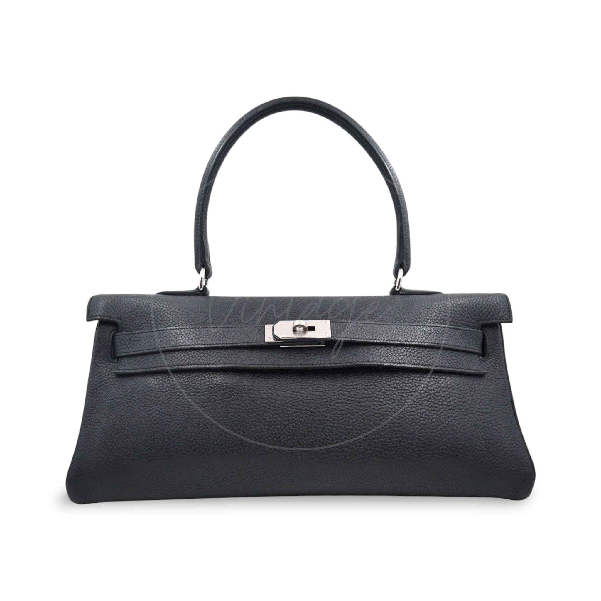 [Pre-owned] Hermes Kelly Shoulder Black PHW Stamp Square M