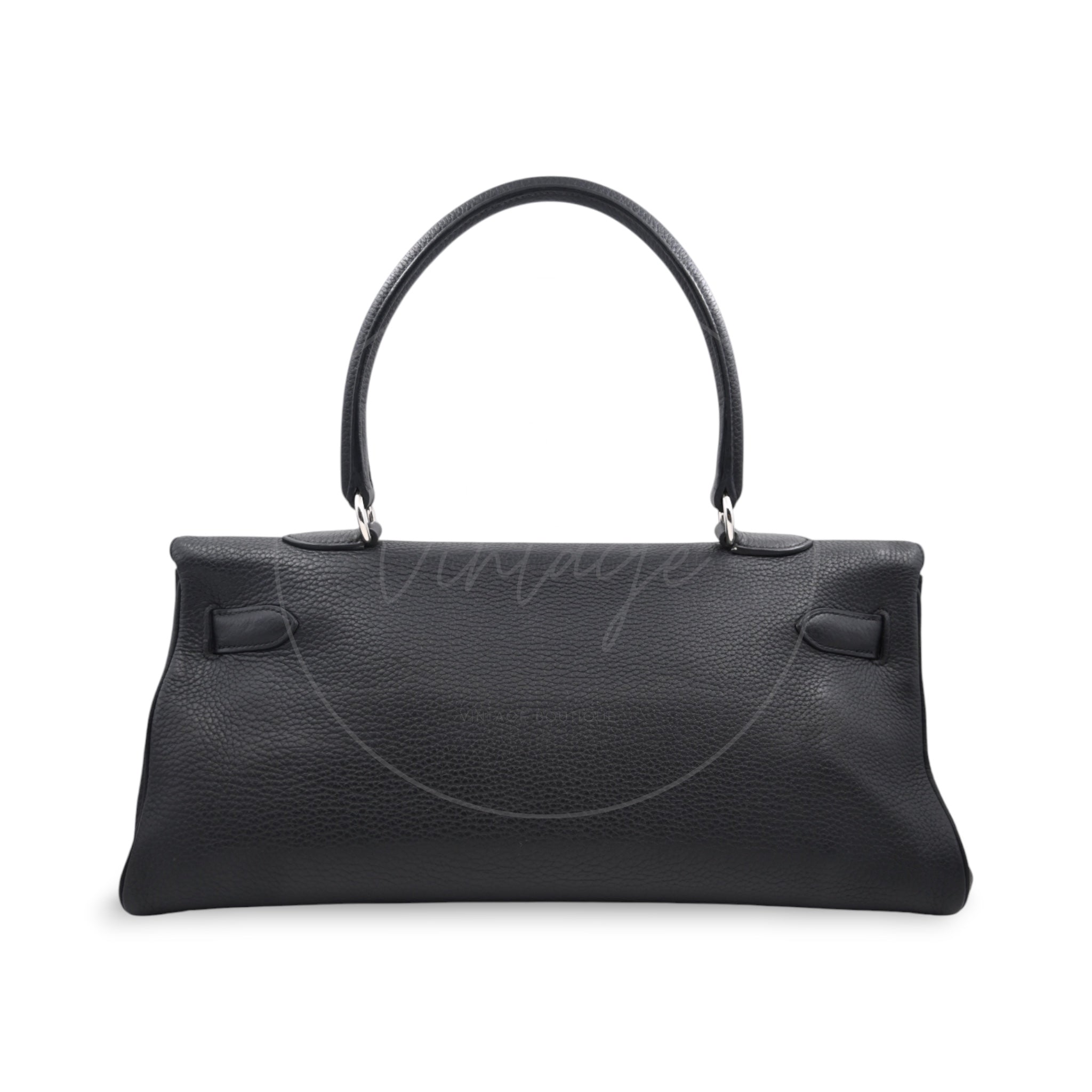 [Pre-owned] Hermes Kelly Shoulder Black PHW Stamp Square M