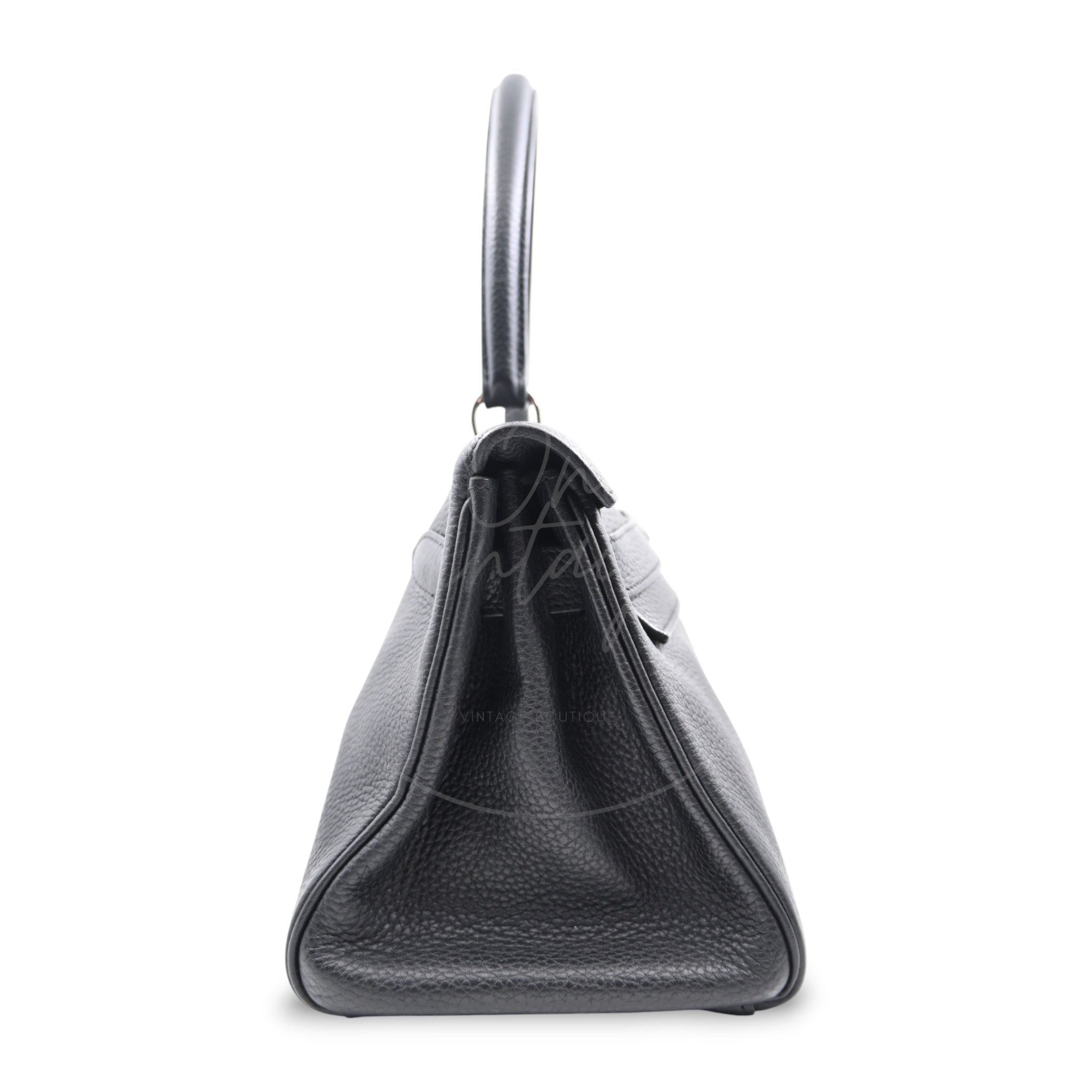 [Pre-owned] Hermes Kelly Shoulder Black PHW Stamp Square M