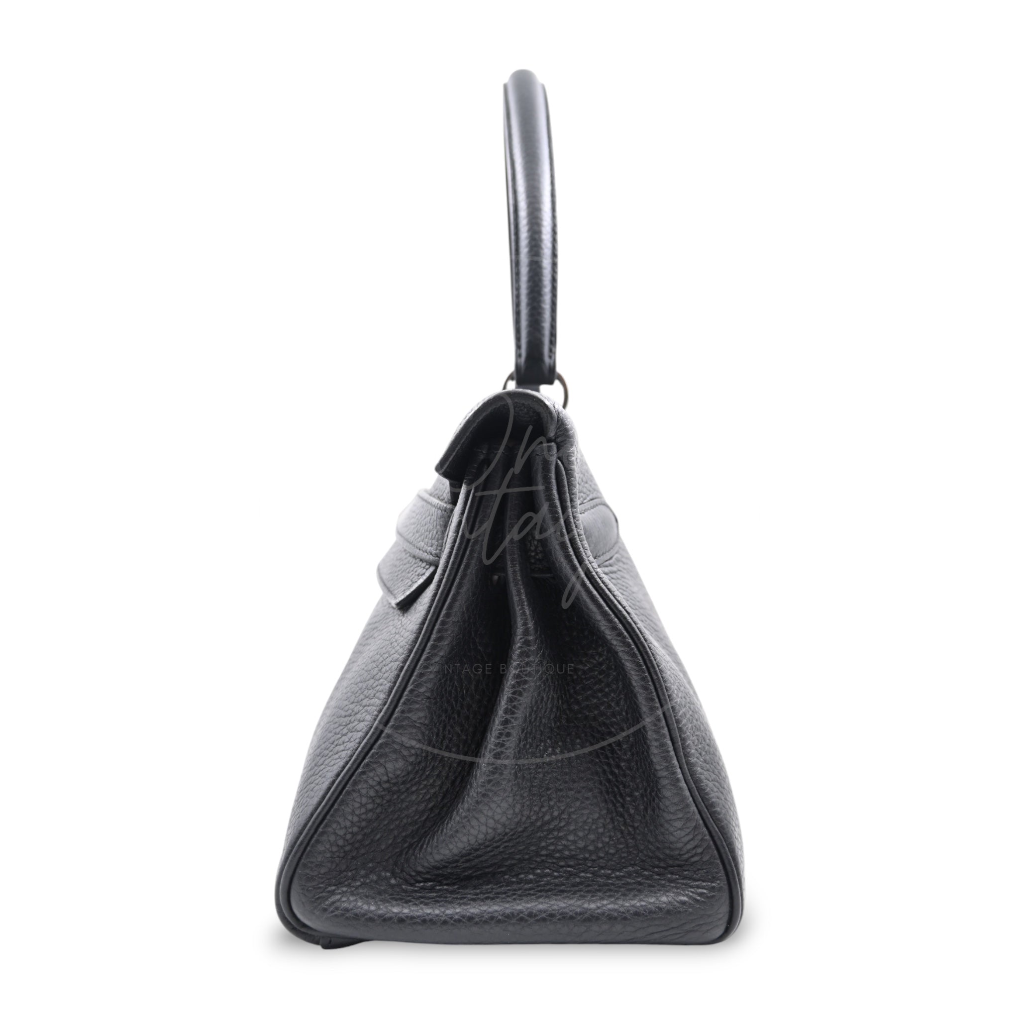 [Pre-owned] Hermes Kelly Shoulder Black PHW Stamp Square M