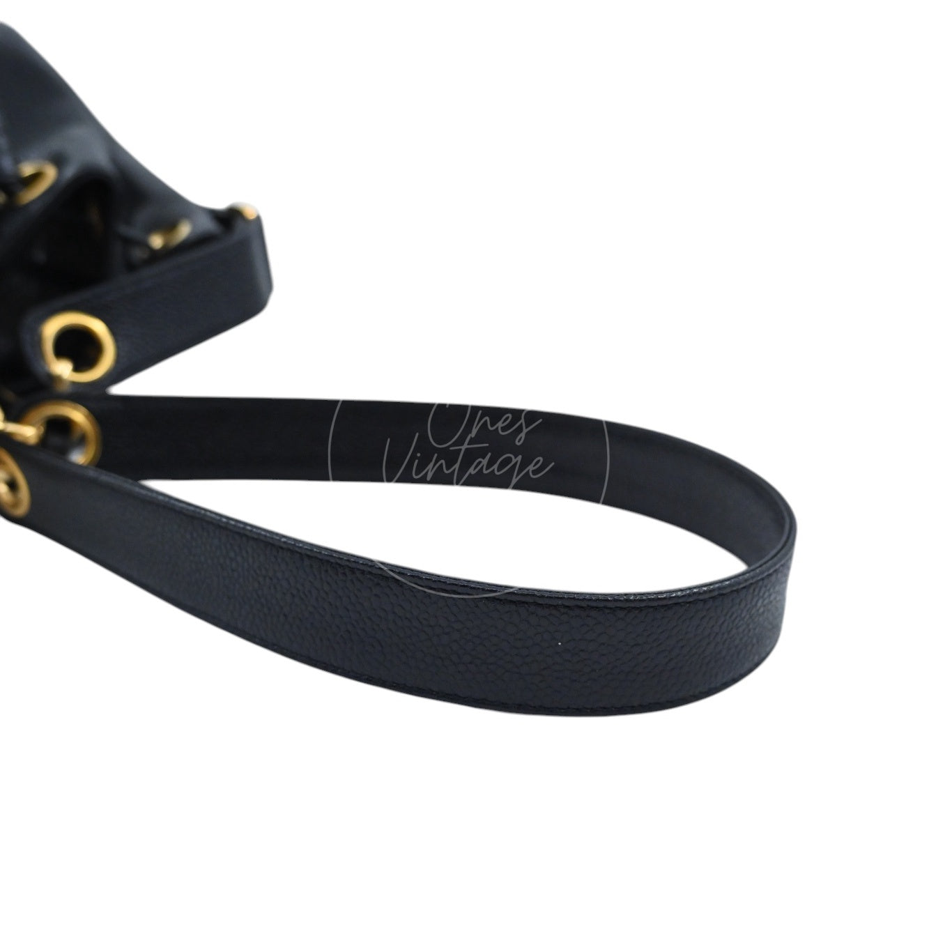 [Pre-owned] Chanel Vintage CC Mark Black Caviar Drawstring Bucket Bag