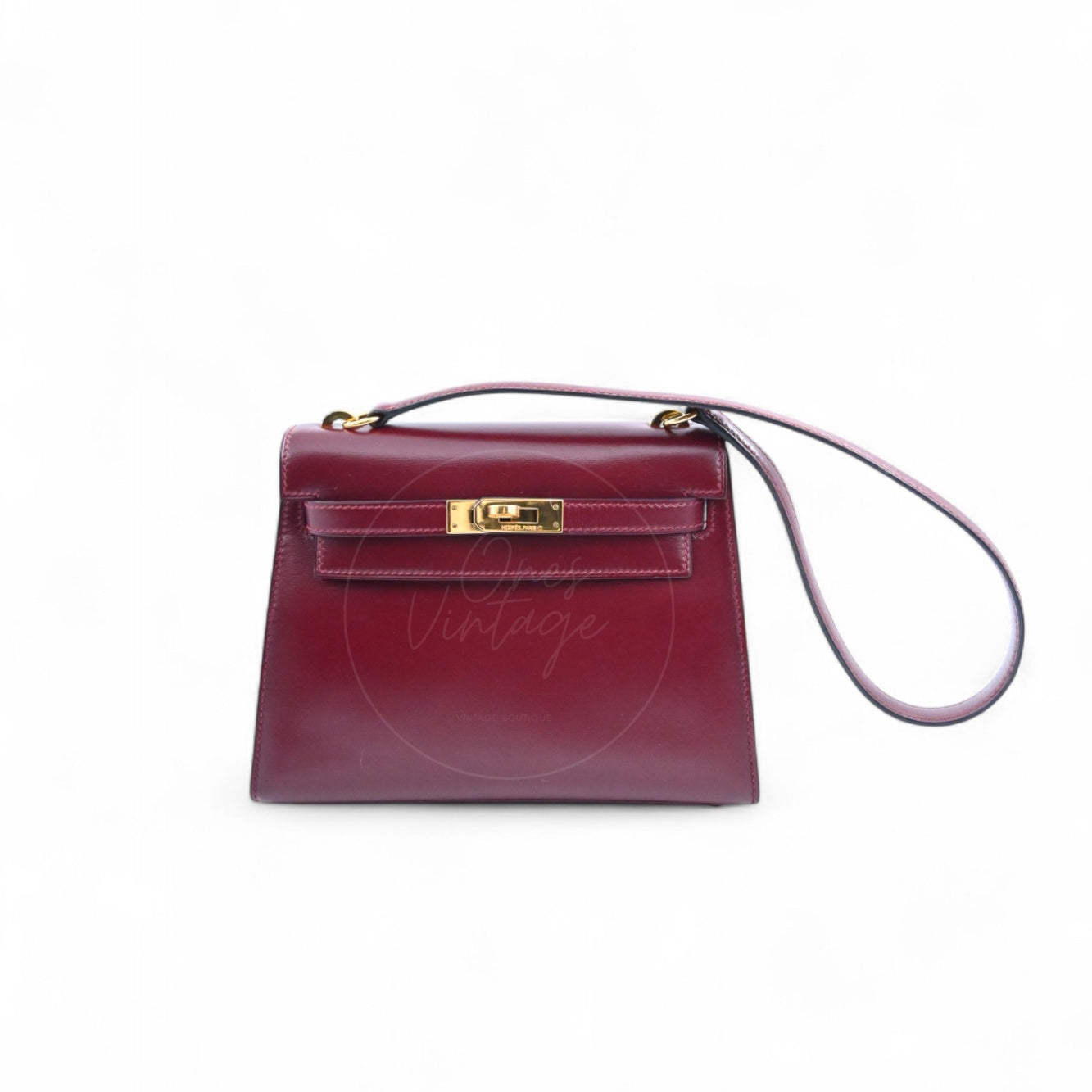 [Pre-owned]Hermes Vintage Mini Kelly Rouge H Box GHW Stamp Circle U