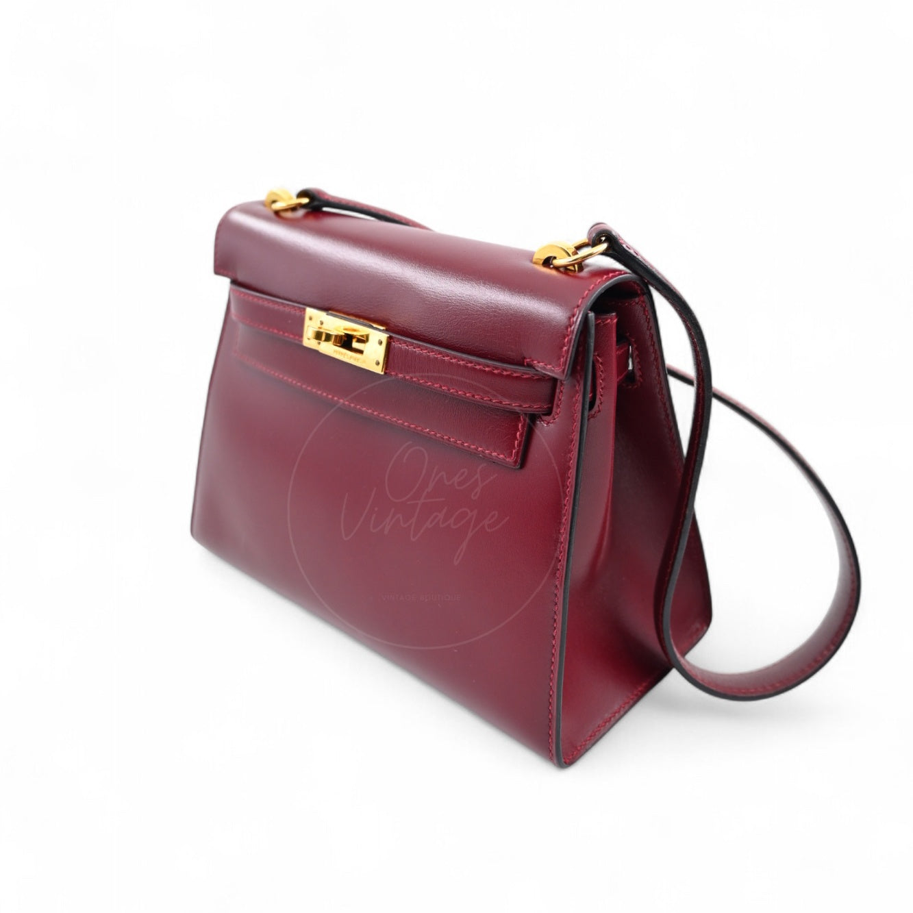 [Pre-owned]Hermes Vintage Mini Kelly Rouge H Box GHW Stamp Circle U