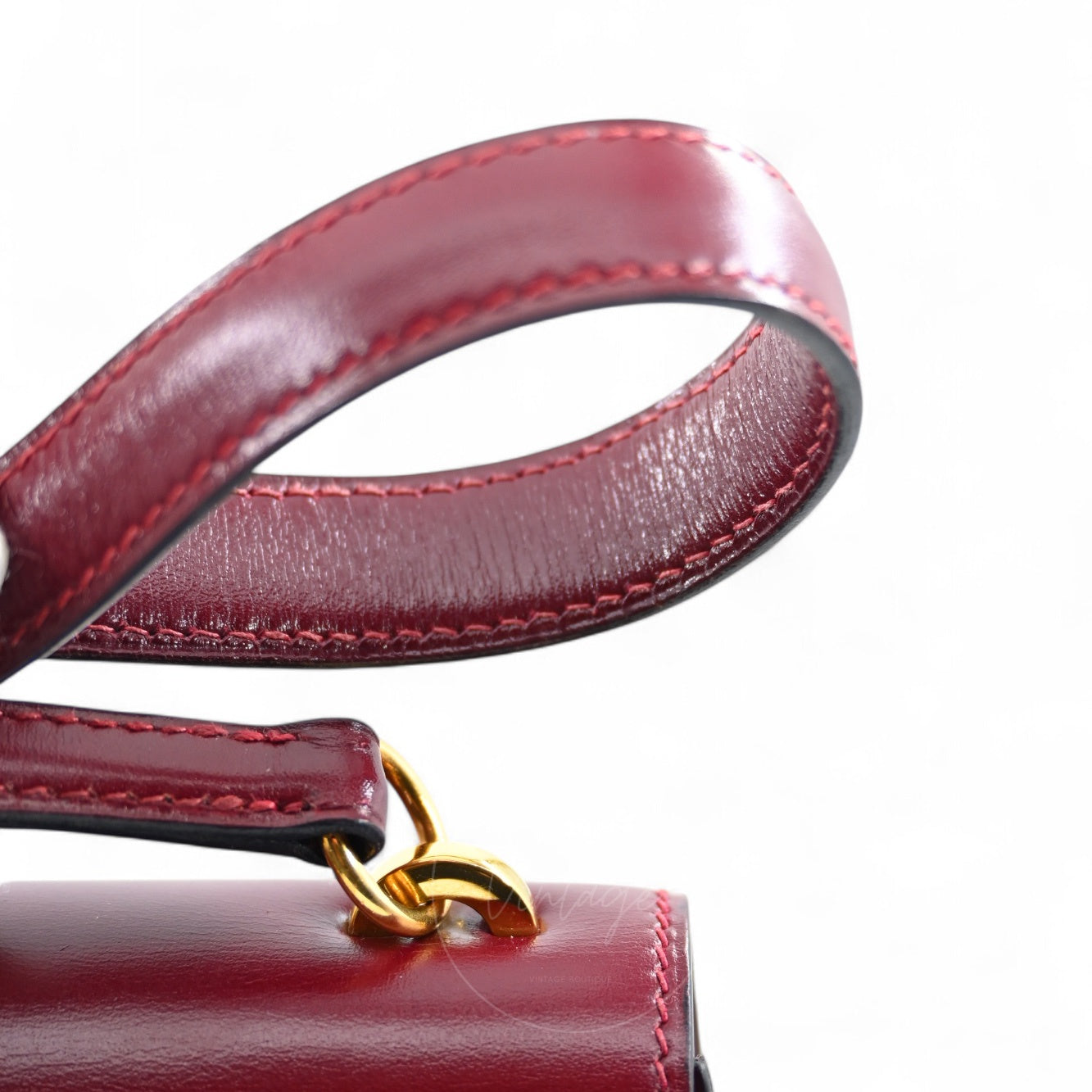 [Pre-owned]Hermes Vintage Mini Kelly Rouge H Box GHW Stamp Circle U